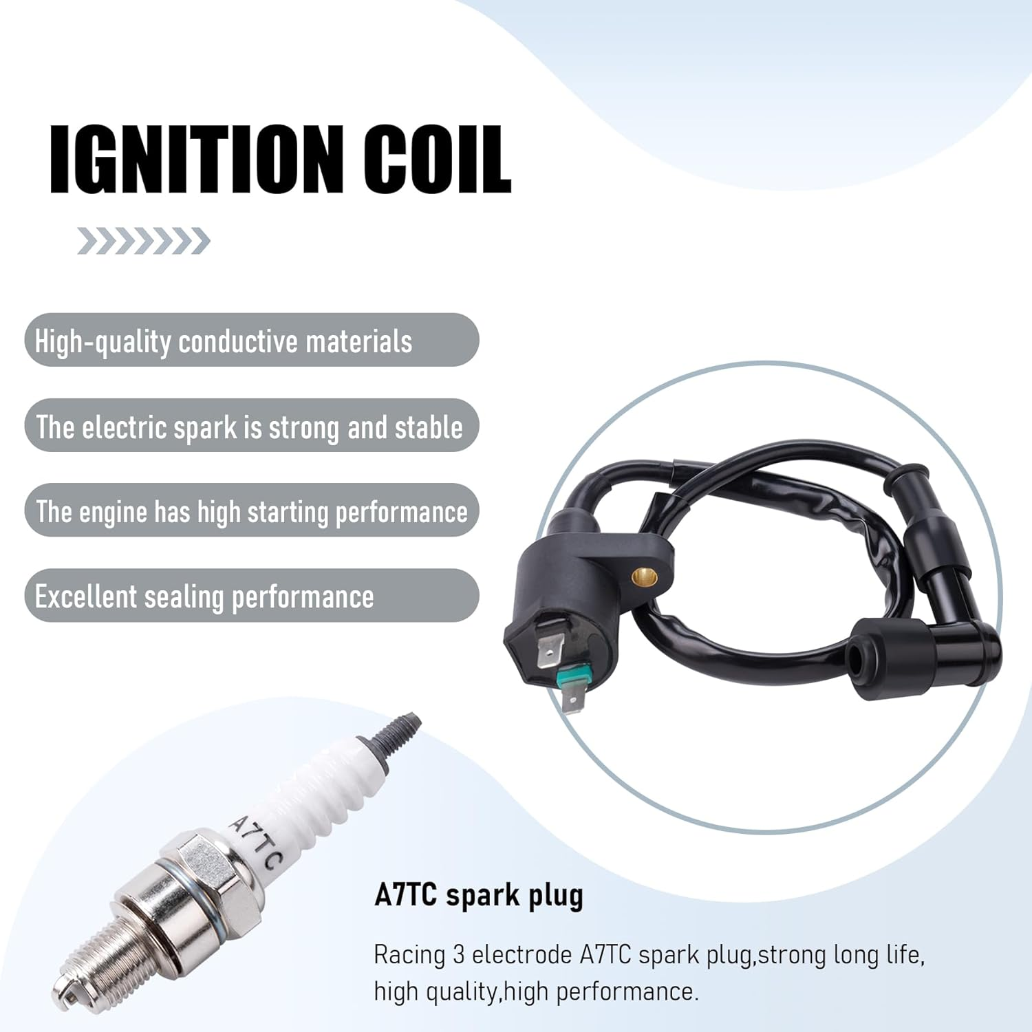 Ignition Coil 5-PIN CDI Box Solenoid 4-PIN Relay Voltage Regulator Spark Plug Kit for 50Cc 70Cc 90Cc 110Cc 125Cc ATV Chinese Go Kart Dirt Bike Pit Bike Taotao Moped Scooter