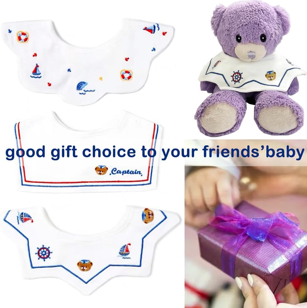 Amersis Sailor Baby Bibs 3 Pack for Baby Boys and Baby Girls - Bibs For Boys image number 3