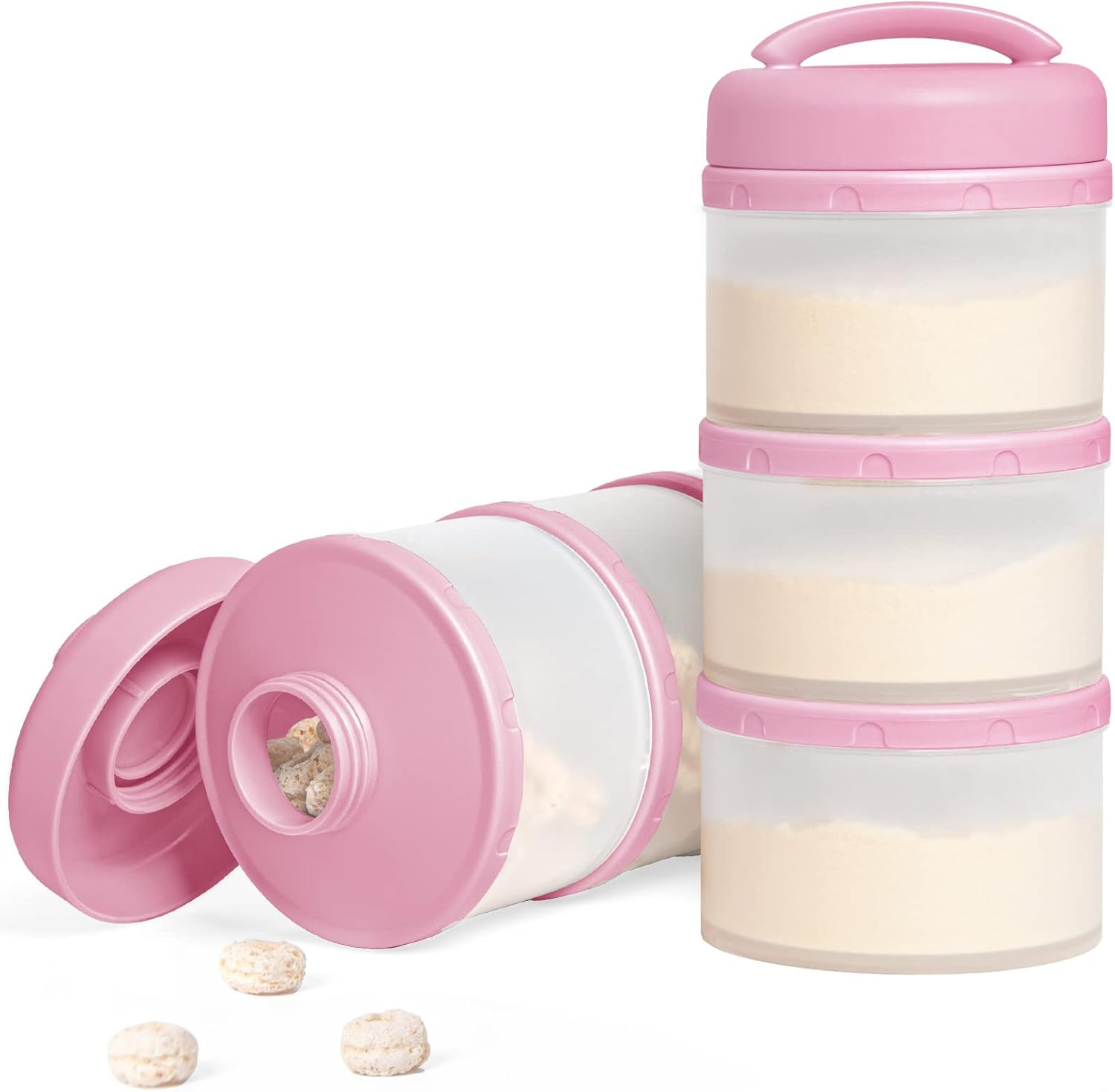 Termichy Stackable Formula Dispenser Portable Milk Powder Container, 2 Pack, Light Pink