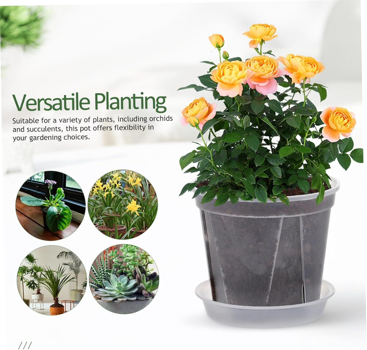 4Pcs Transparent Flower Pots with Drainage Tray Breathable Nursery Pots for Indoor Plants Stylish and Gardening Containers image number 2