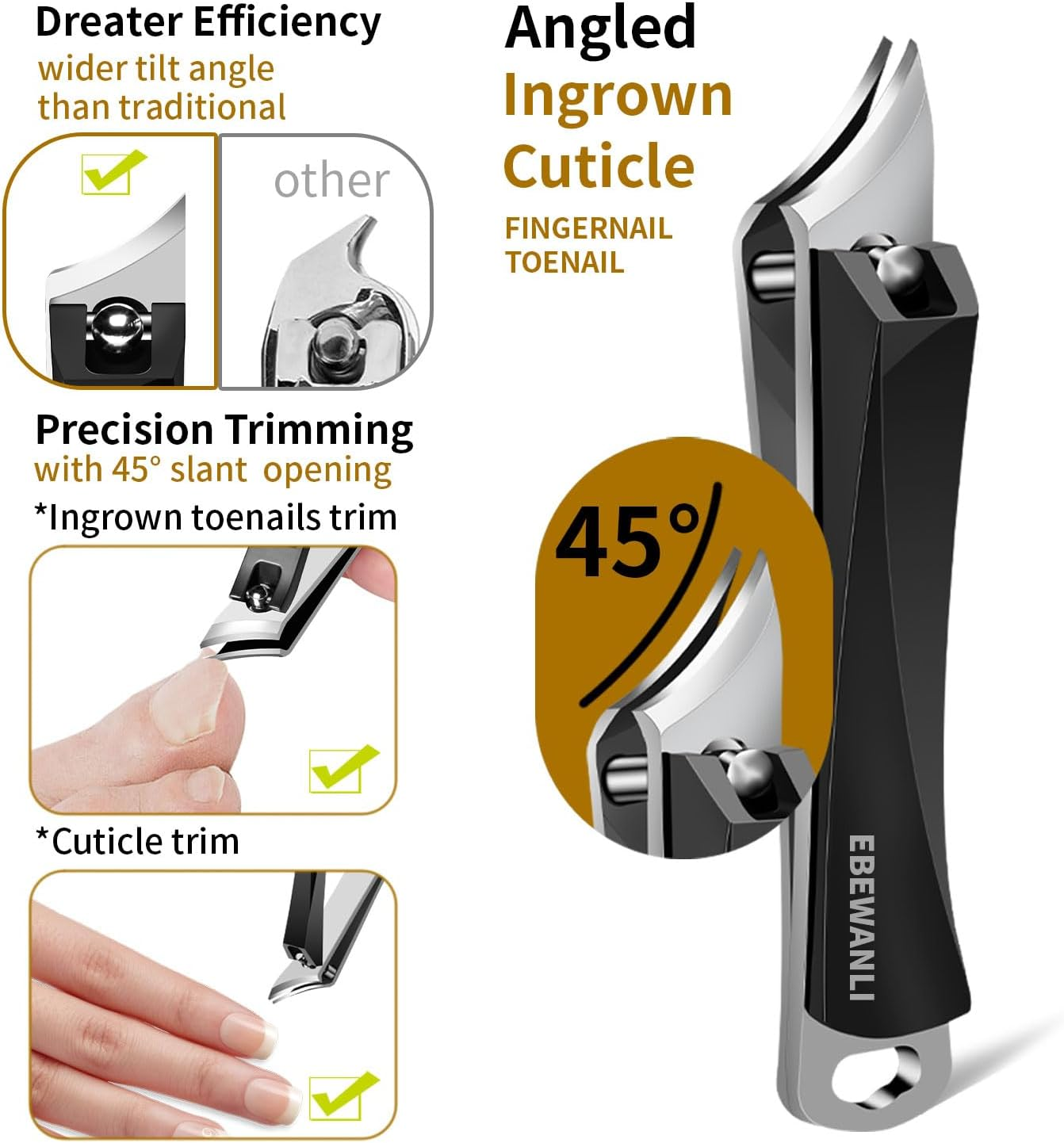 Ingrown Toenail Removal Kit, 6PCS Stainless Steel Toe Nail Kit, Straight Edge Oblique and Curved Slanted Nail Clippers Cutters for Ingrown Nails, Professional Pedicure Tool at Home image number 5