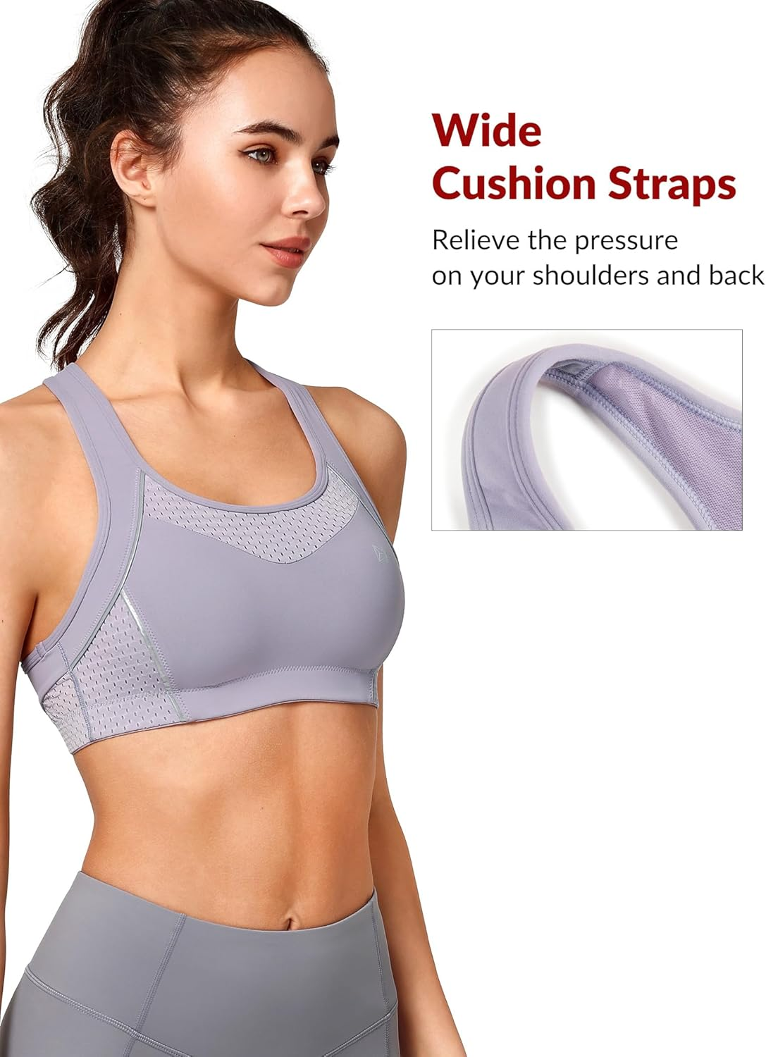 Yvette High Impact Sports Bra Y-Back High Support Workout Sports Bras for Women image number 6