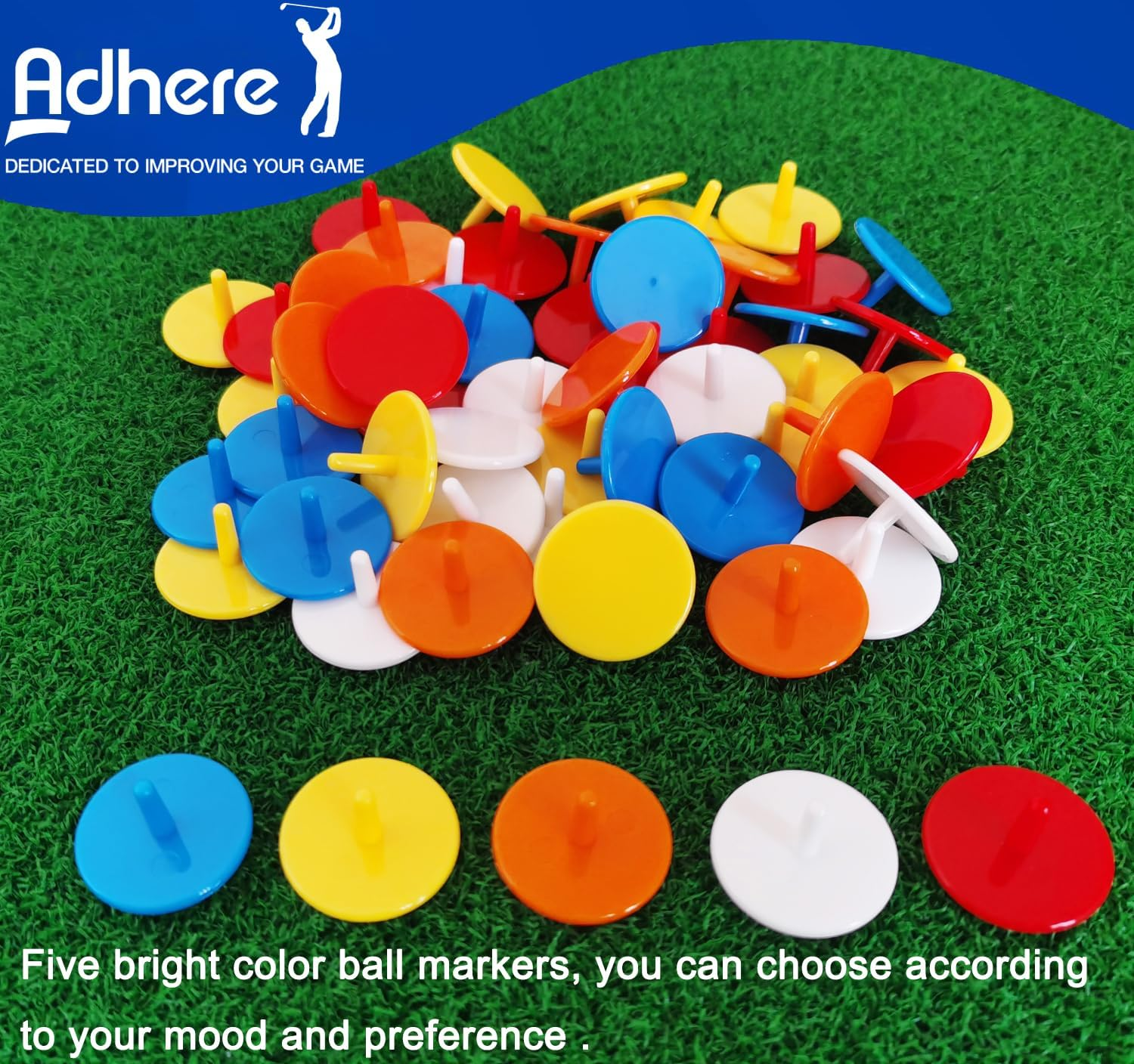 Golf Ball Markers 50 100 Pcs Plastic Position Ball Marker Quarter Size 0.94 Inch Flat Golf Ball Marker Mix Colour