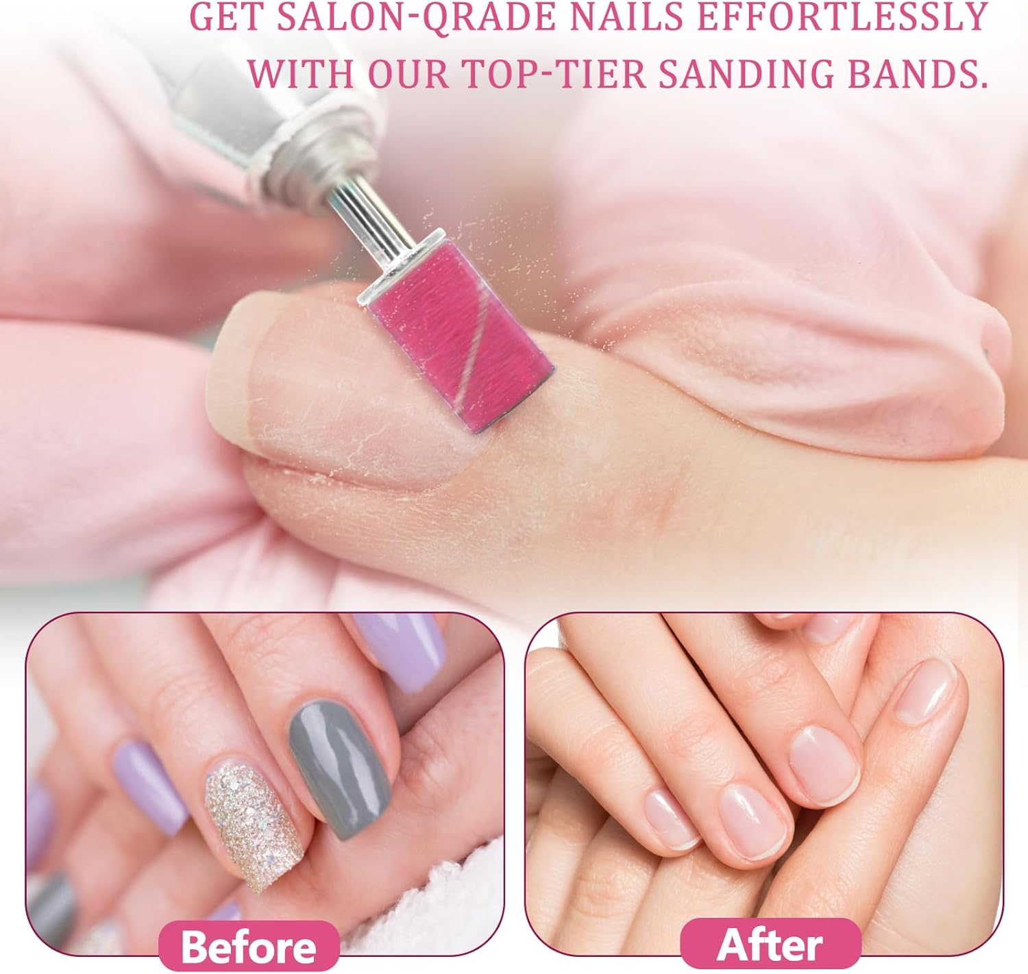 200Pcs Nail Drill Bits Sanding Bands with Nail Drill Bits, Professional Sand Band 180# Fine Grit Nail File Sanding Bands for Acrylic Nails Manicures and Pedicure image number 2