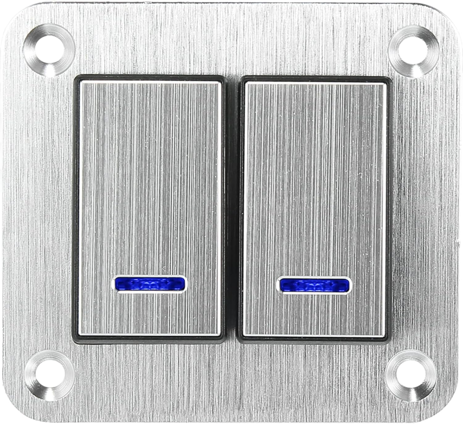 X AUTOHAUX 2 Gang Rocker Switch Panel 3 Pin on off Pre-Wired Toggle Switch Control Waterproof Aluminum Alloy Blue LED Light Push Button for 12V 24V Black