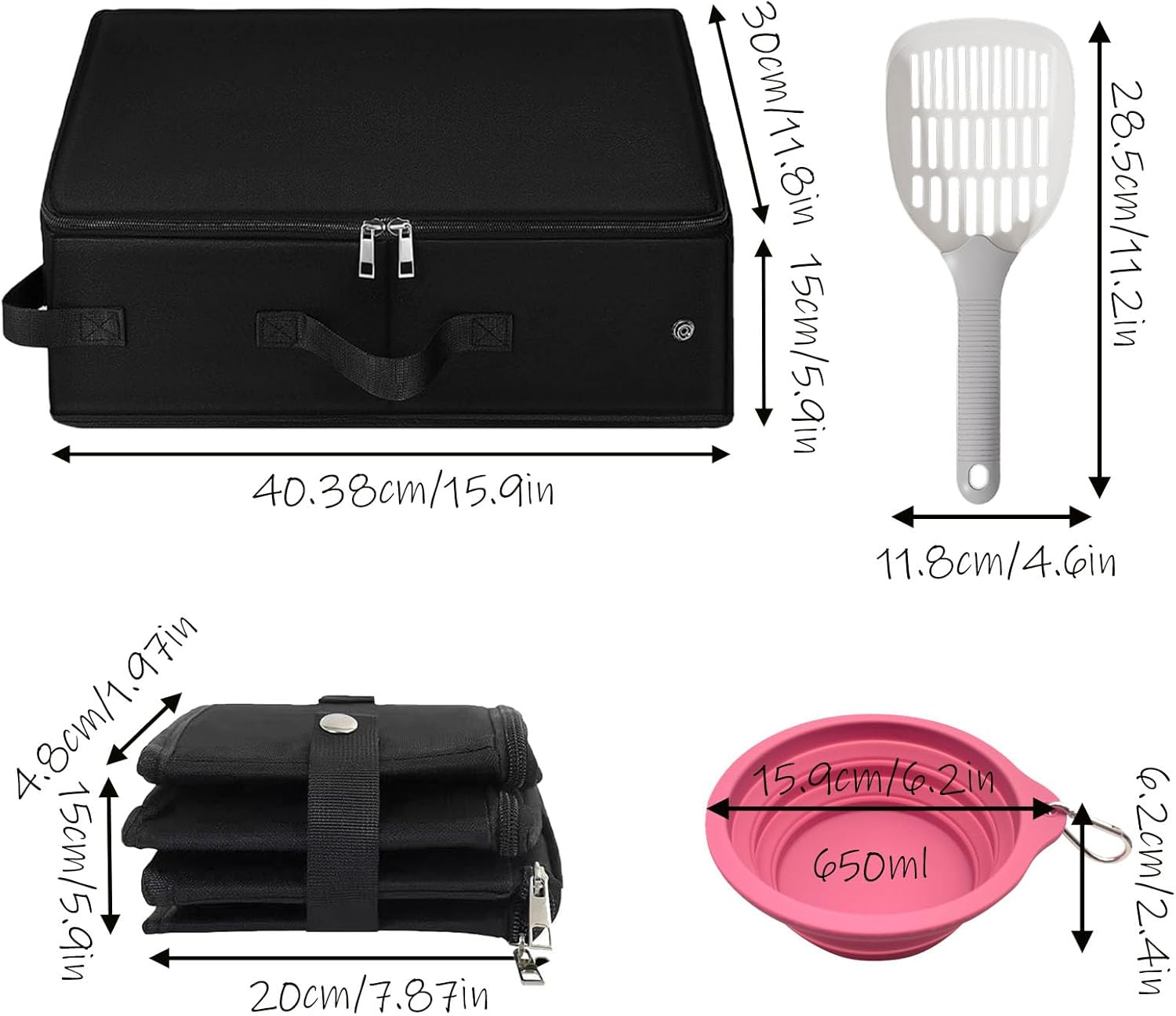 REGODI Travel Litter Box for Cats - Portable & Collapsible Cat Litter Box with Zipper Lid, No Smell & Leak-Proof Design, Easy Clean Foldable Litter Case for Car Travel, Airplane & Outdoor Use image number 3