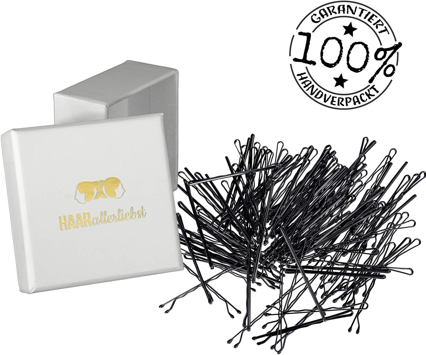 Haarallerliebst Hair Clips (Black, Pack of 50, 5 Cm) with Box for Storage (50; Box Colour: White) image number 1