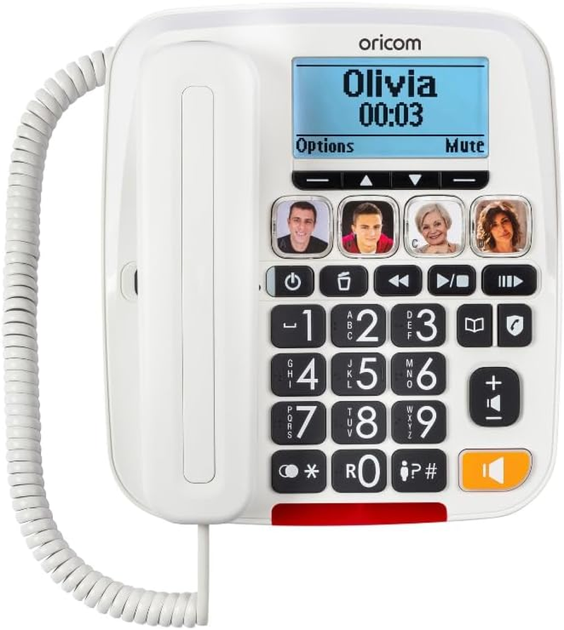 Oricom Care920-1 Amplified Big Button Phone with Cordless Handset - Hearing Aid, T-Coil Compatible, Speaker, Amplified Volume, Loud Ringer, Backlit Display, Talking Digits, Visual Ring Indicator image number 1