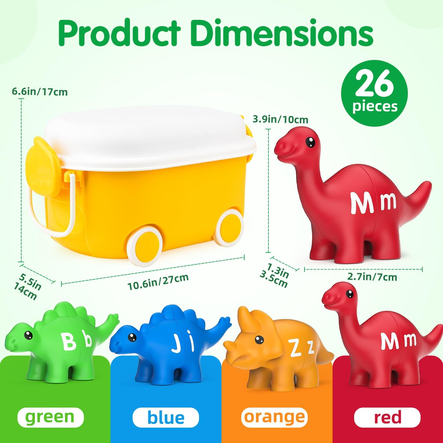 Dinosaur Matching Letters Toys 26PCS Double Side ABC Dinosaur Match Alphabet Game for Toddlers,Preschool Educational Montessori Fine Motor Toy Learning Activities for Toddlers Boys Girls (Storage Box) image number 1
