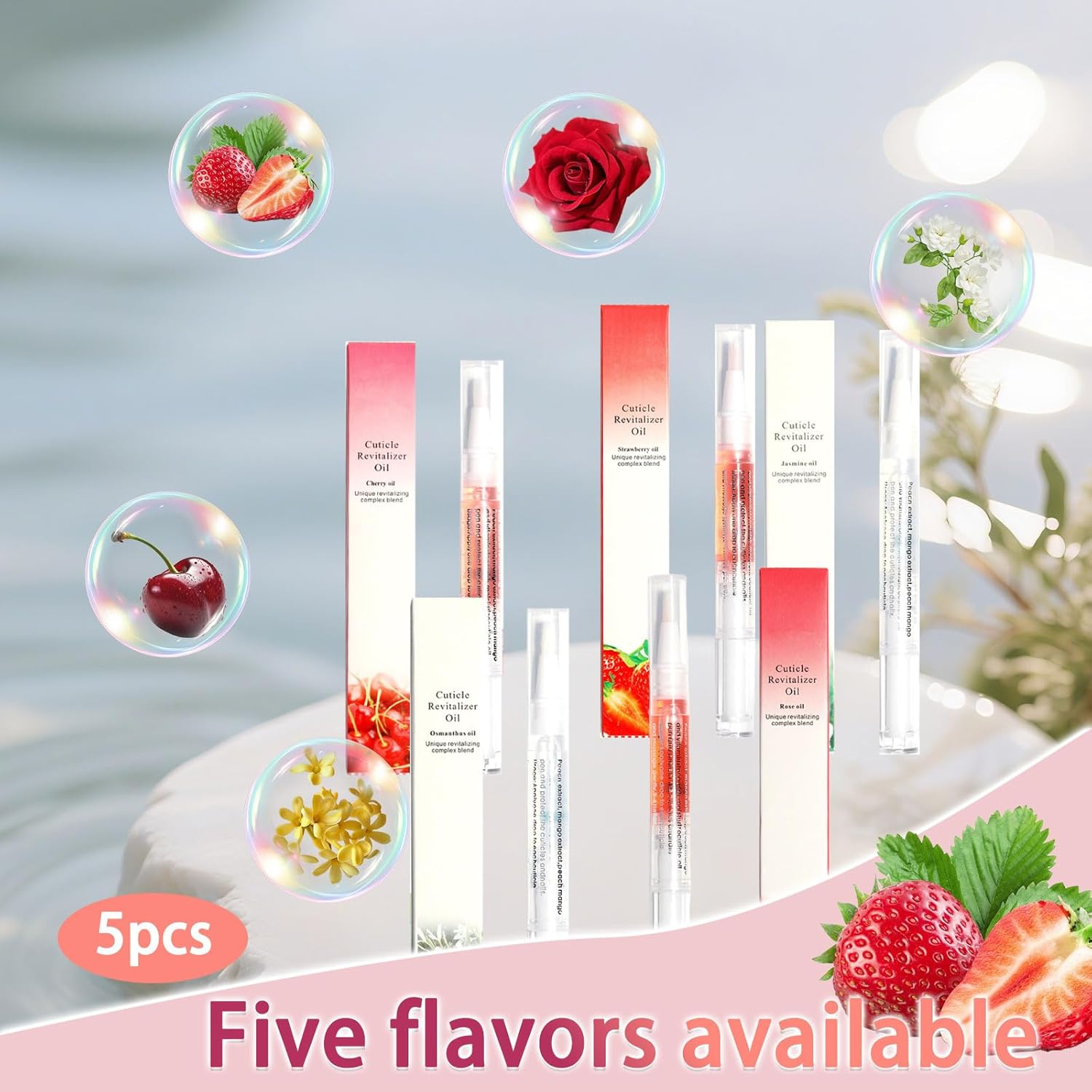 5 Pieces of Nail Oil Pen, Cuticle Oil Pen Nail Art Nourishing Oil Pen, Dead Skin Anti-Hangnail Nail Growth Essence Nail Strengthener, Nail Polish Keratin Layer for Daily Care and Repair of Cracked and Dry Nails image number 3