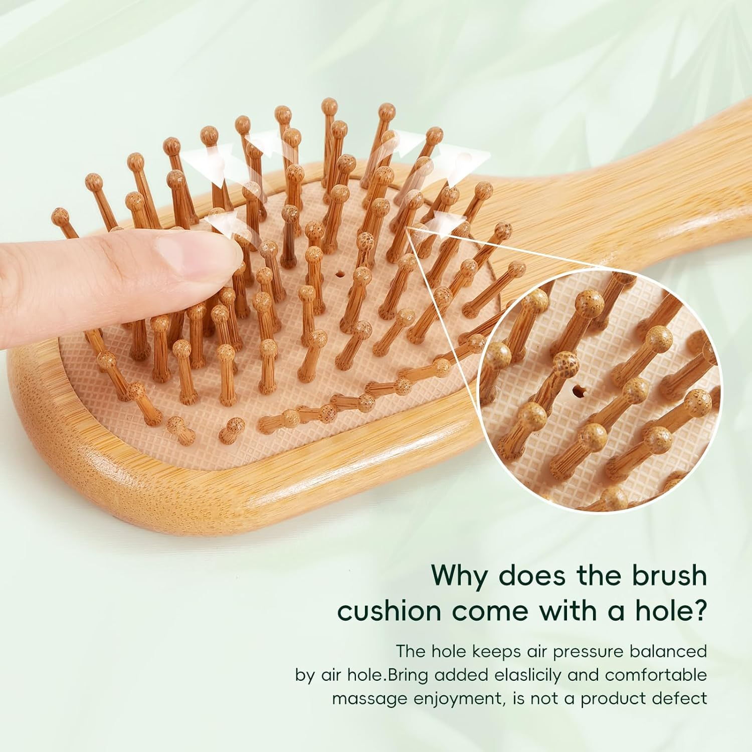 Combetter Bamboo Mini Hair Brush - Detangler Brush for Women, Men & Kids | for Straight, Wavy (Fine/Thin/Coarse) Hair - Dry/Wet Use | Scalp/Travel Brush | Lightweight - Yellow image number 3