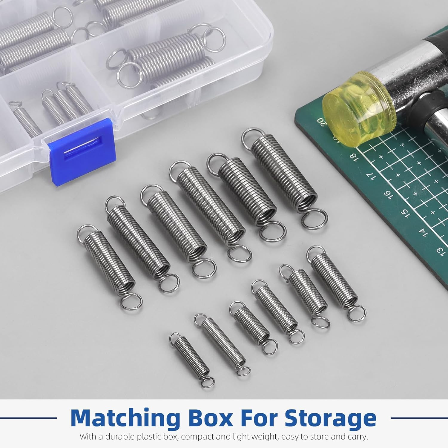 Glarks 60Pcs Stainless Steel Extension Springs with Double Hook Sets 12 Sizes Small Spring Tension Spring Wire Assortment for Machinery Construction Industrial image number 2