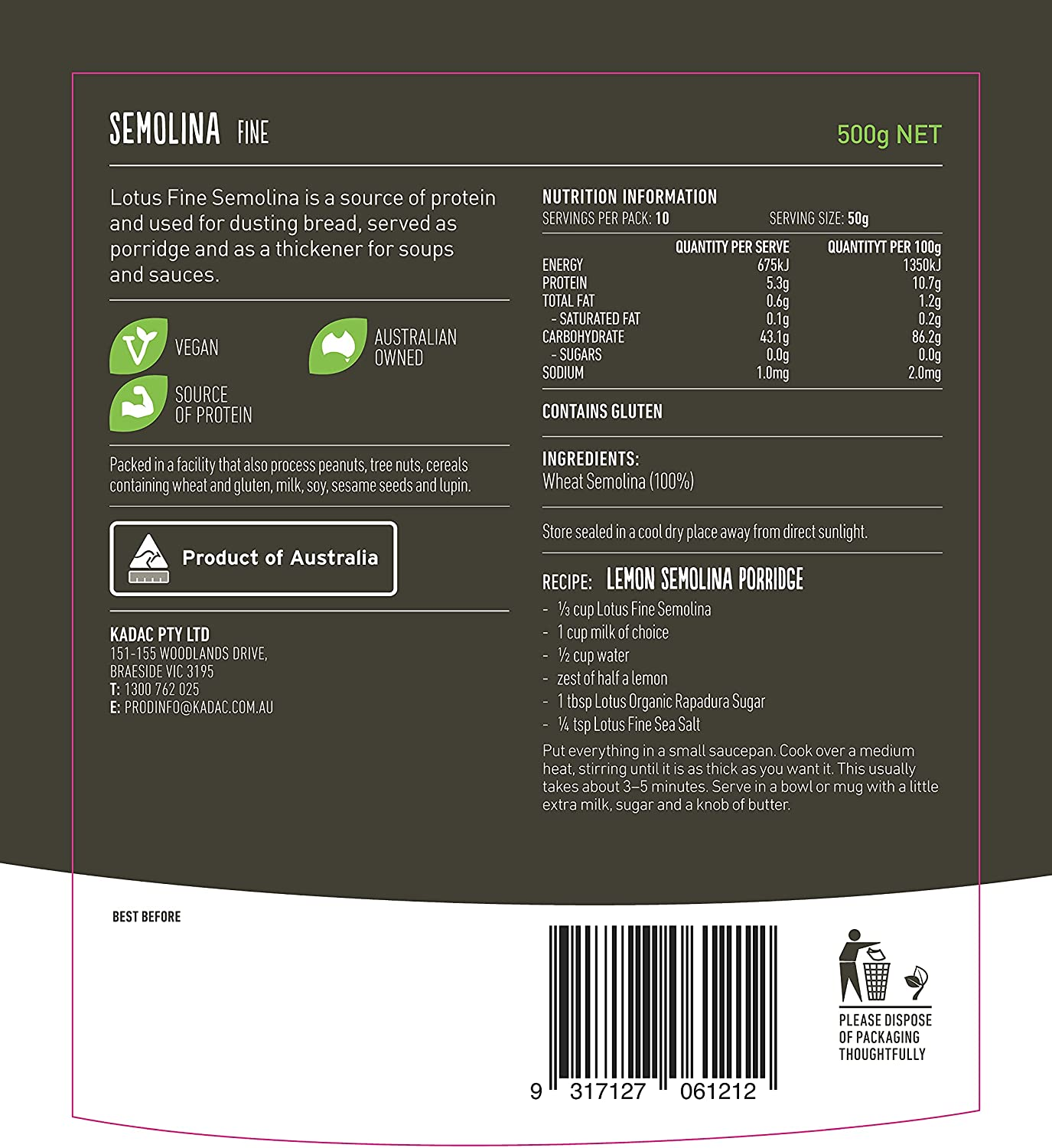 Lotus Fine Semolina, 500 G image number 2