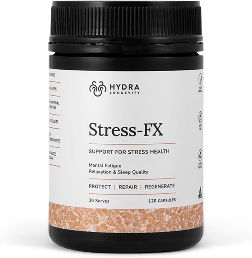 Stress-Fx Stress Support & Mood Support Supplement, Stress Relief Formula with Adaptogens, Ashwagandha, L-Theanine, Vegan, Gluten-Free, 120 Capsules (30 Servings)