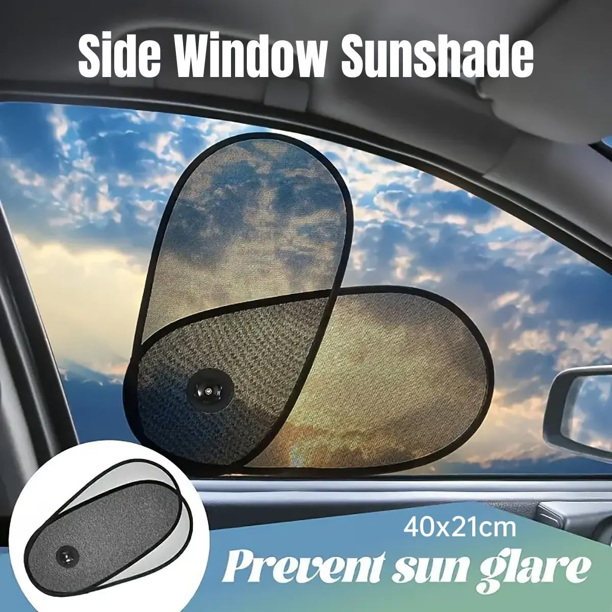 AIMALL Adjustable Car Side Window Sun Visor | Foldable Heat Insulation Shade | Nylon Mesh Sun Protection | Breathable Design | Suction Cup Installation | Universal Fit image number 3