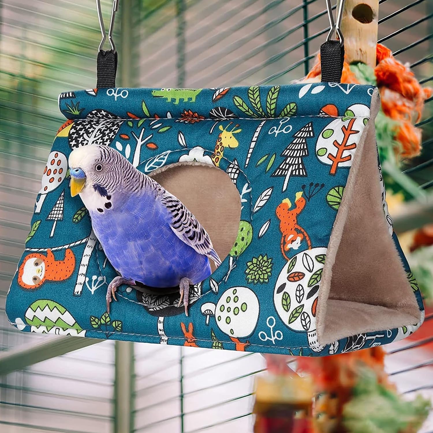 Bird'S Nest House, Bird Nest Budgies Hanging Hammock Bird Nest Summer Breathable Bird House Plush Shed Hut Parrots Love Birds Parrot Love Nest(Medium Blue)