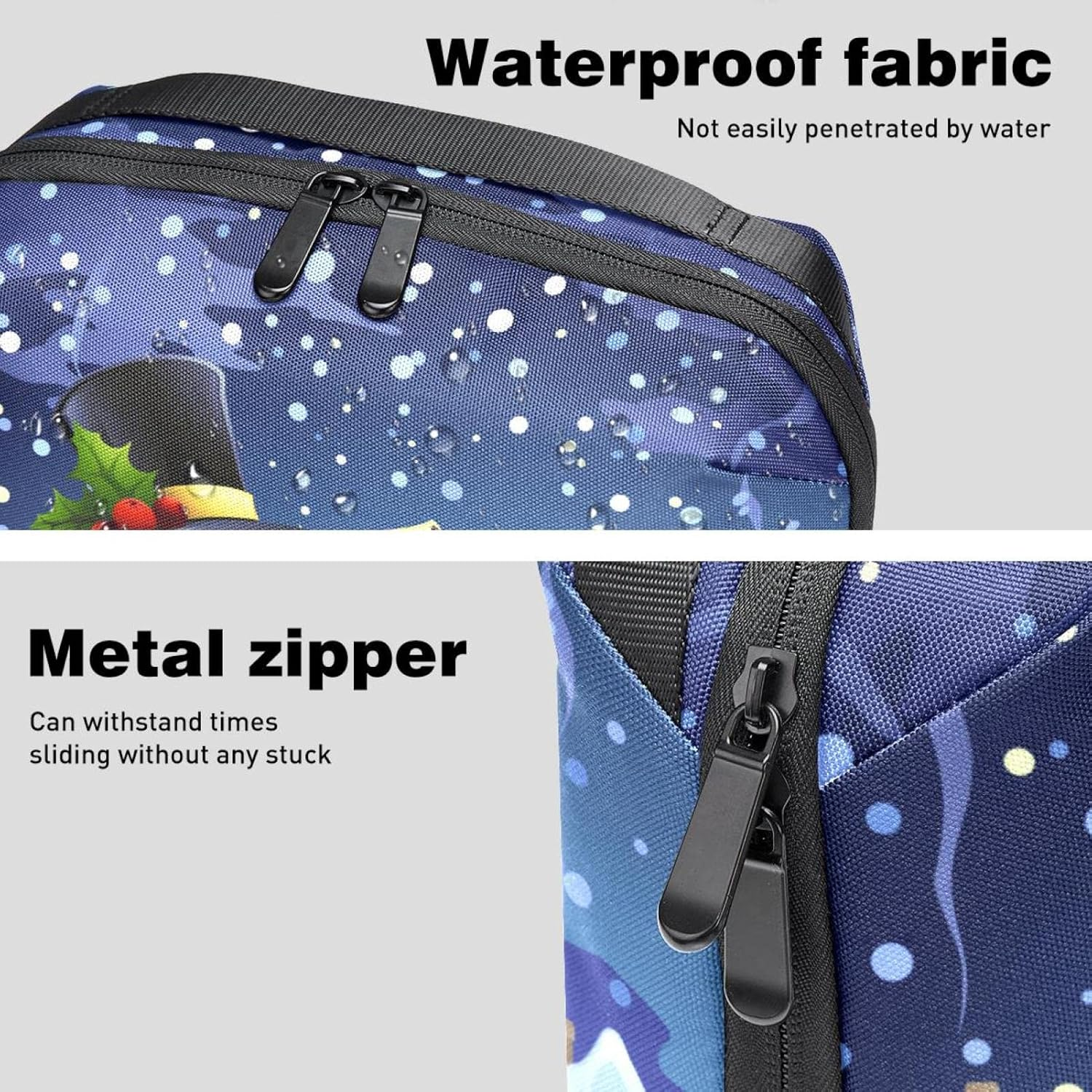 Travel Toiletry Bag for Women and Men, Water-Resistant Shaving Bag for Toiletries Accessories, Christmas Cartoon Gift Snowman image number 3
