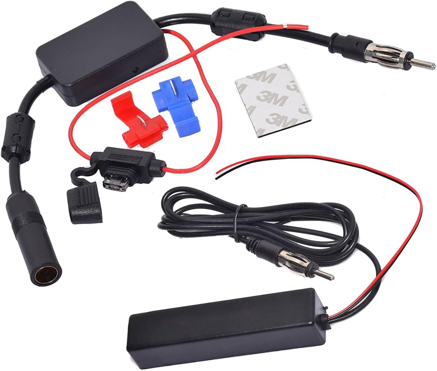 Bingfu Universal Car Stereo Amplified FM Radio Hidden Antenna & Signal Booster Amplifier Amp 12V Power Supply DIN Plug for Vehicle Truck SUV Car Audio Radio Stereo Media Head Unit Receiver image number 3