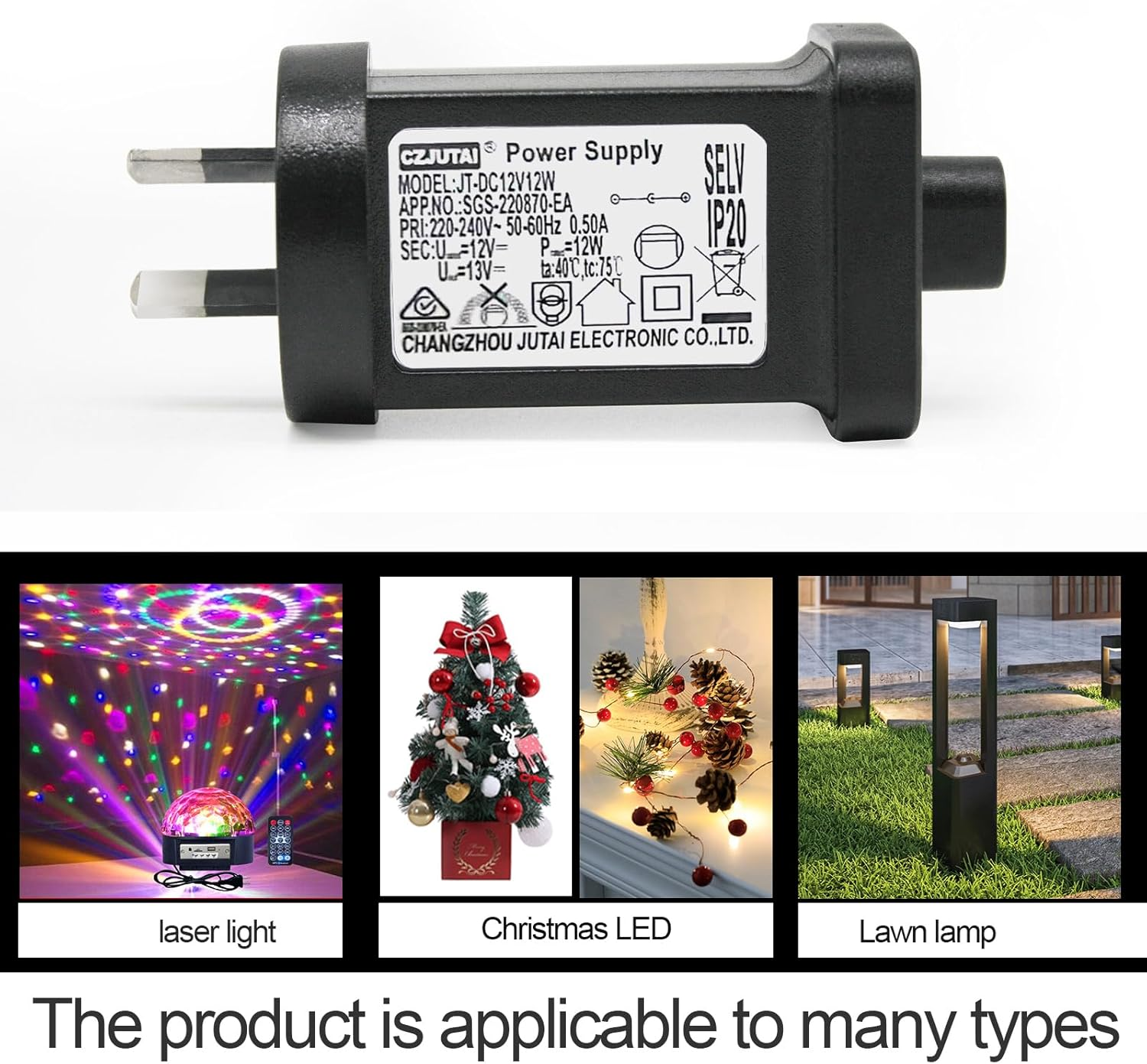 Premieradapter Power Supply Adapter for CZJUTAI JT-DC12V12W /9W /7.2W /6W /4.5W /3.6W, 12V 1A, 12W, AU 2PIN, Compatible with Low Voltage LED Devices image number 1