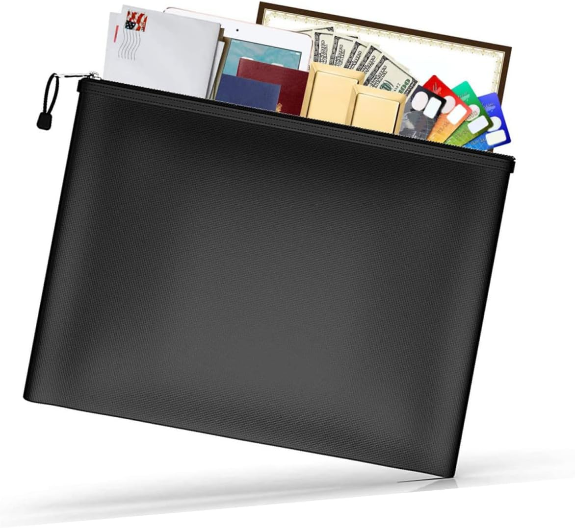 HOODANCOS Fireproof Document Organizer Waterproof Money Bag with Zipper 29X20.5Cm Fireproof Waterproof Document Storage Pouch for Office and Home Important Papers image number 1