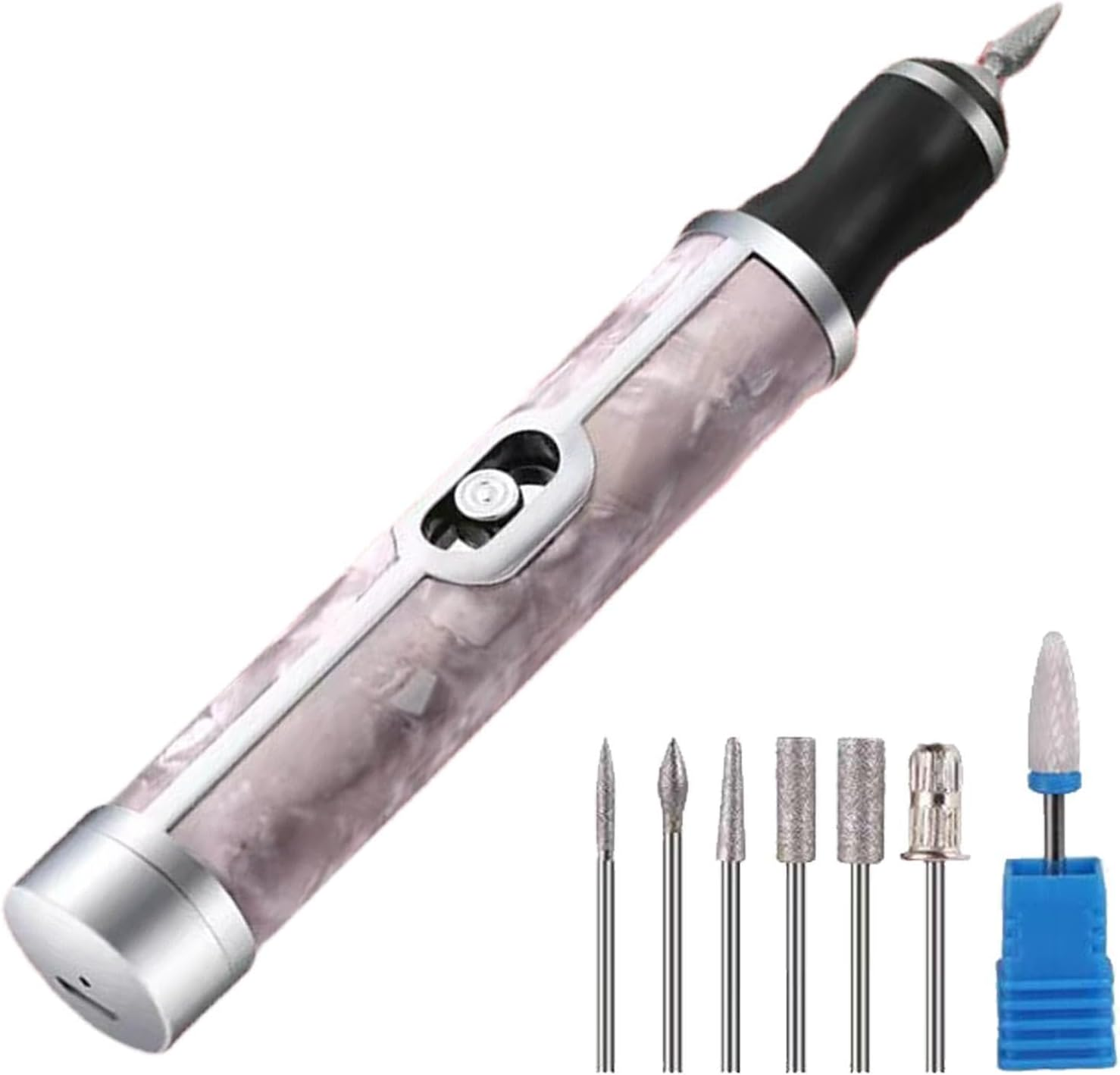 Toe Nail Grinder Kit for Thick Nails - Nail Grinder Manicure with 7 Drill Bits, Electric Nail File Set, Cordless 4 Speeds Professional Nail Removing Acrylic Nail Tools, Nail Grinder Manicure, Gray