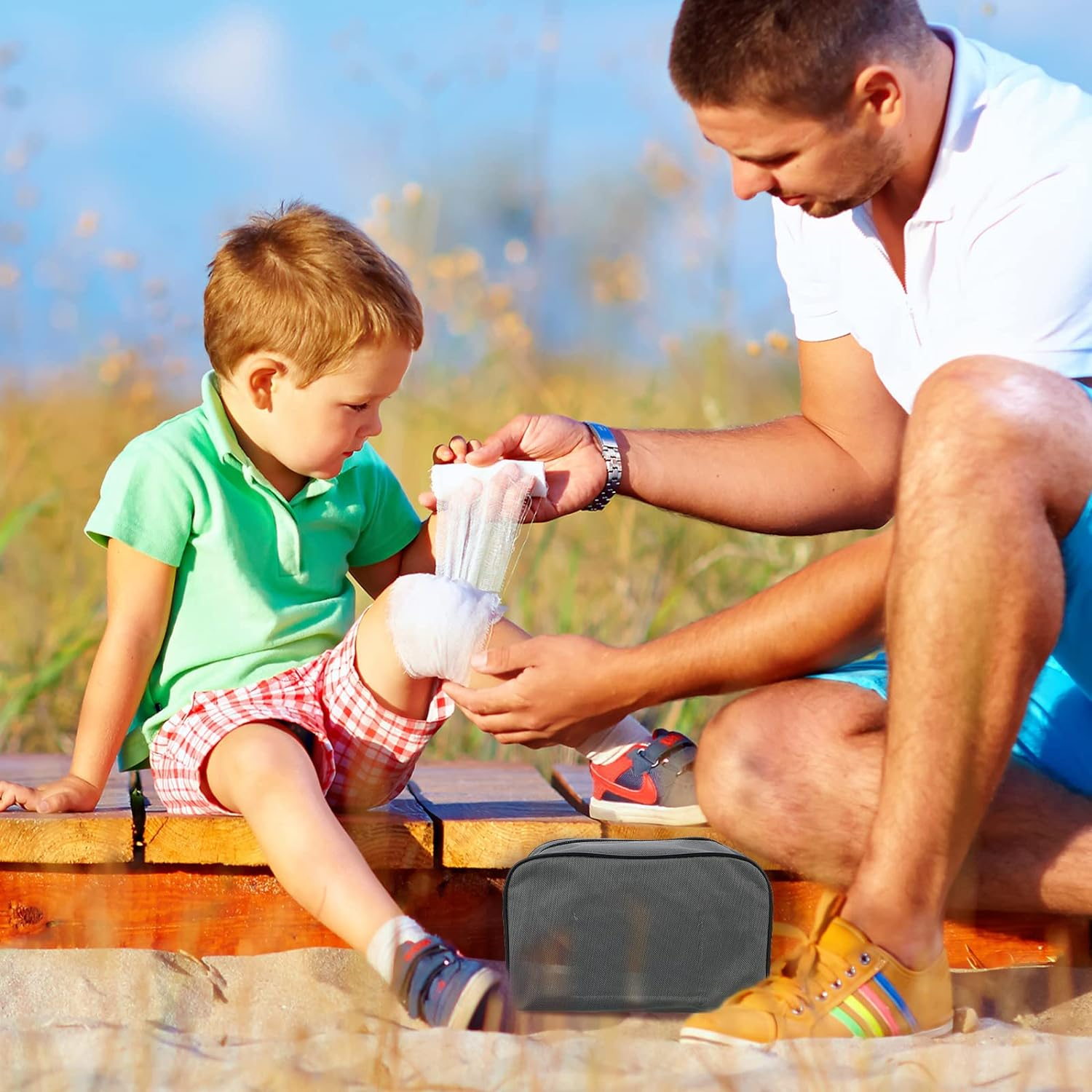 Sosation 5 Colors First Aid Kit Bag Empty Medical Kit Accessory Pouches Zippered Portable Travel Medicine Bag with Transparent Window for Home Outdoor Car Supplies, 8.7 X 3 X 5.1 Inch (5 Pcs)