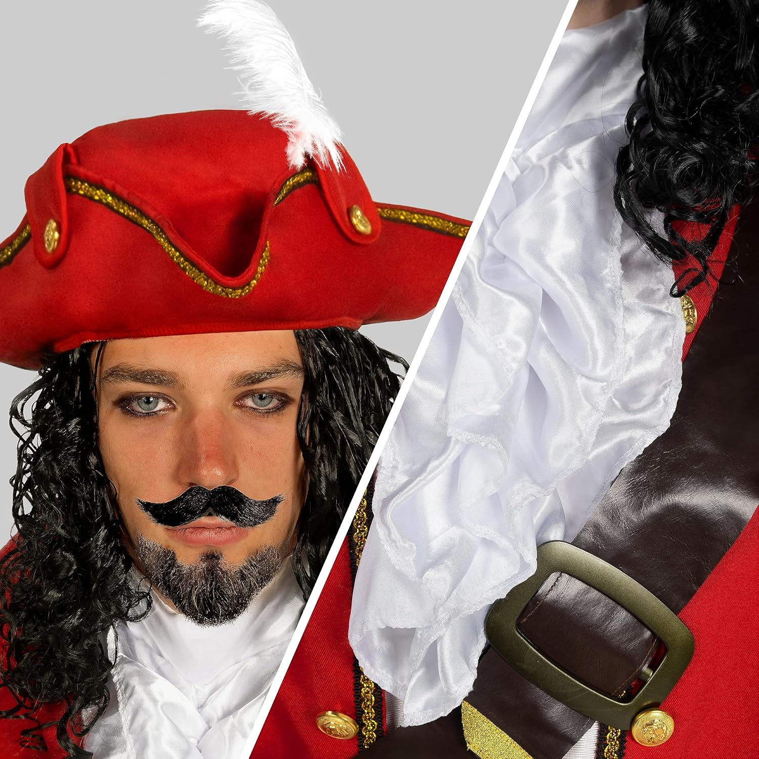 Spooktacular Creations Mens Pirate Captain Costume Set, Red Deluxe Captain Outfit for Adult Halloween Dress Up image number 1