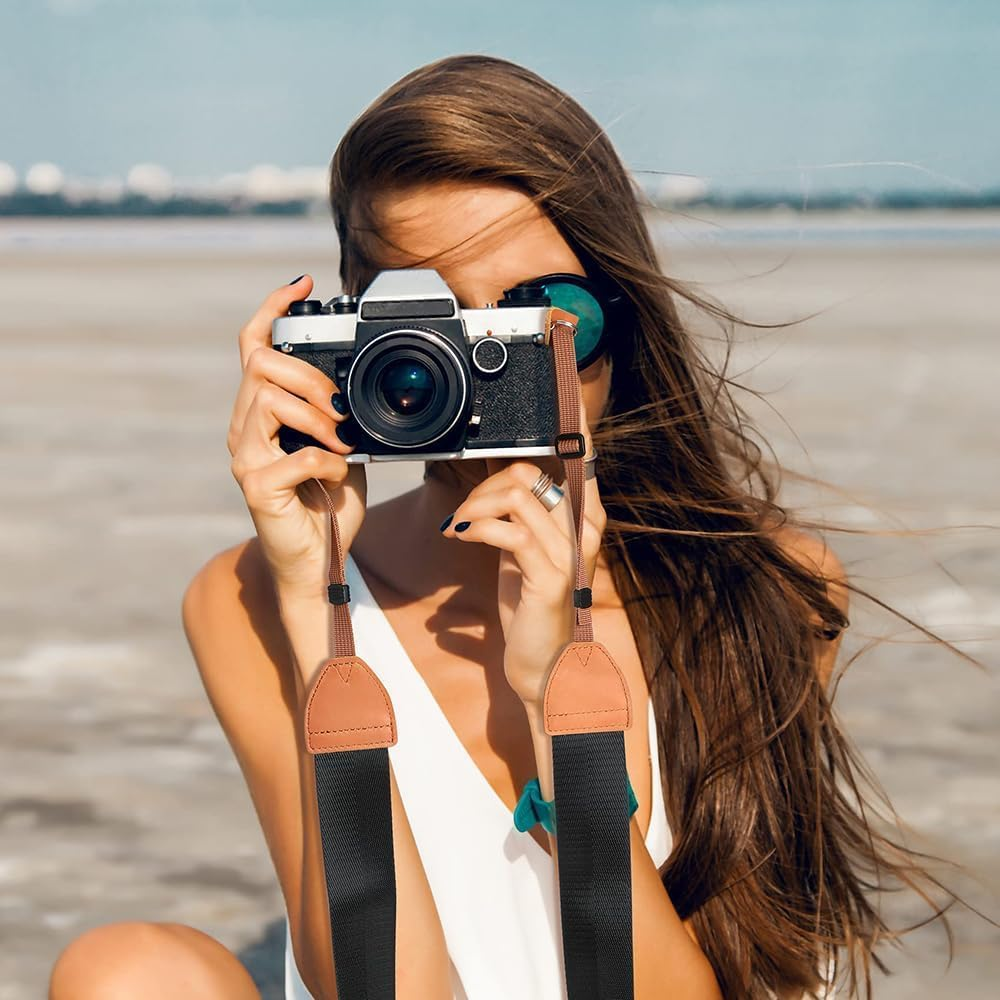 XFSRG Adjustable Camera Shoulder Strap Nylon Carry Strap Leather Ends Collar Neck Strap Camera Accessories Dslr SLR Carry Strap image number 2