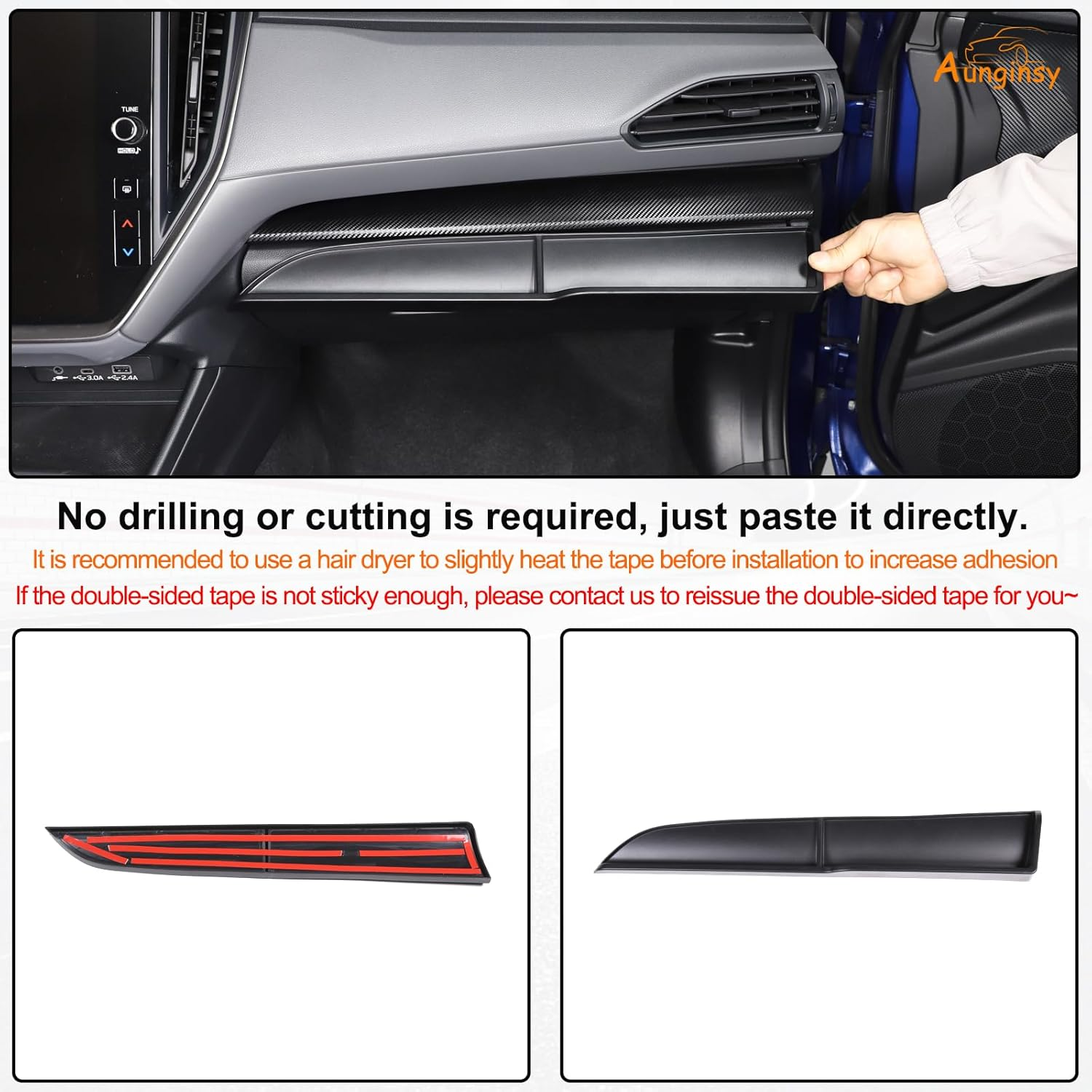 Aunginsy Passenger Dashboard Organizer Tray Compatible with Subaru Crosstrek 2024 2025 & WRX 2022-2024 Center Console Dashboard Table Tray Passenger Co-Pilot Side Storage Box Tray ABS Accessories image number 3