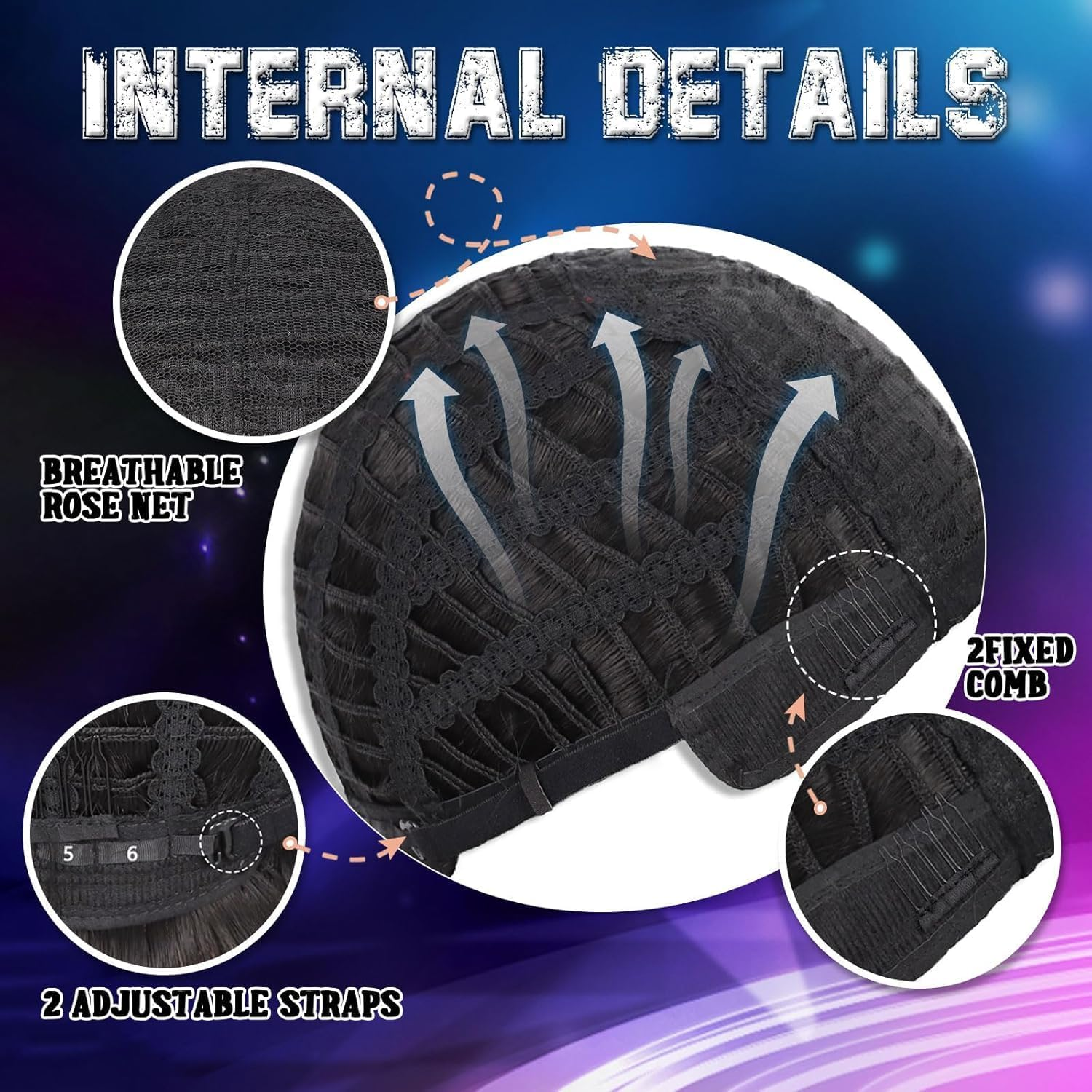 Mens Afro Wig Set for 70S Disco Party - 5Pcs (Glasses, Necklace, Mustache, Wig Cap) - Black image number 1