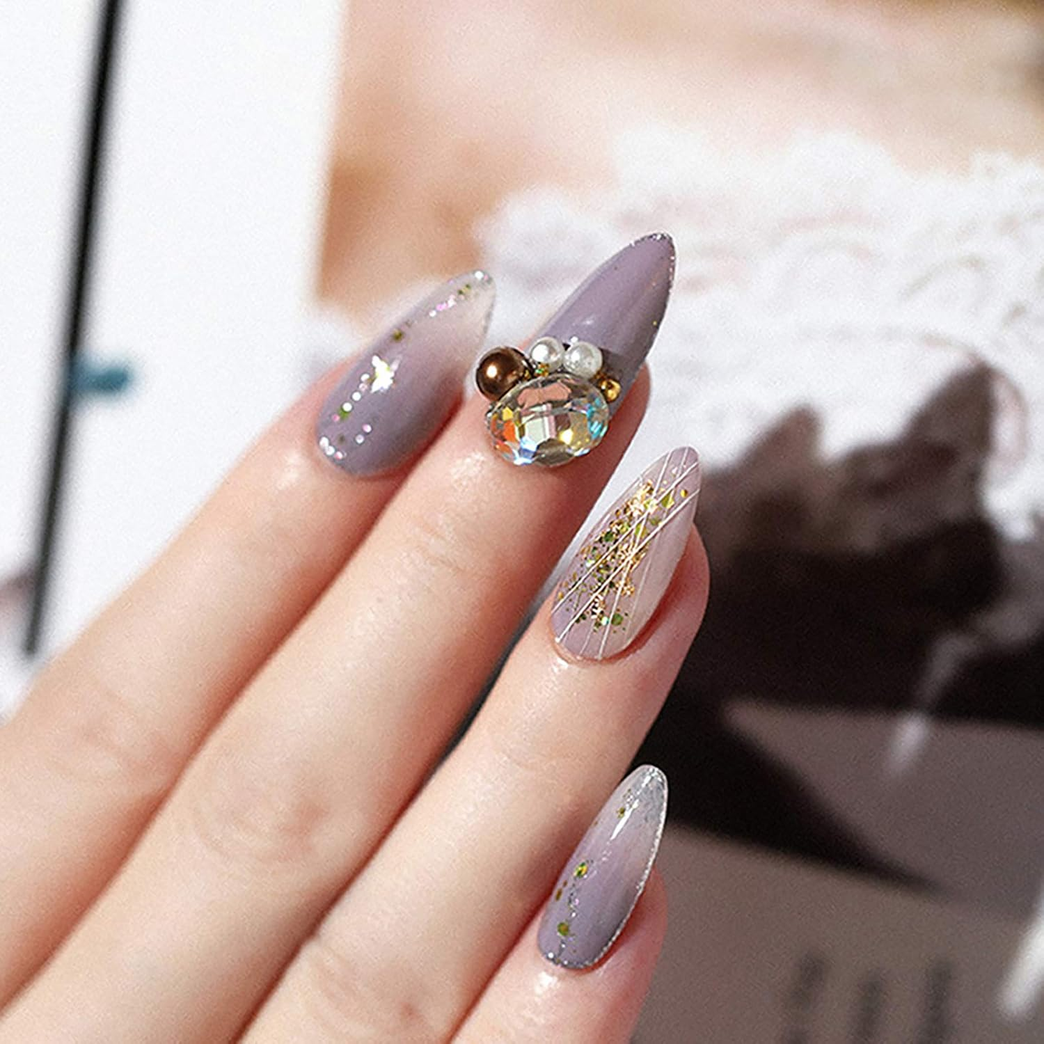 2 Boxes Nail Art Sequins Colorful Polka Dot Nail Patch Glitter Powder