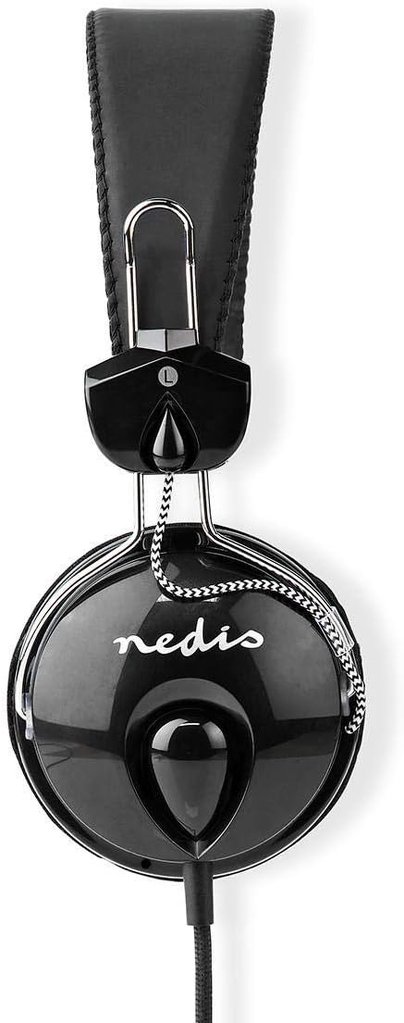 Nedis Wired Headphones Black, On-Ear Headset with 1.1M round Cable & 3.5Mm Input image number 1