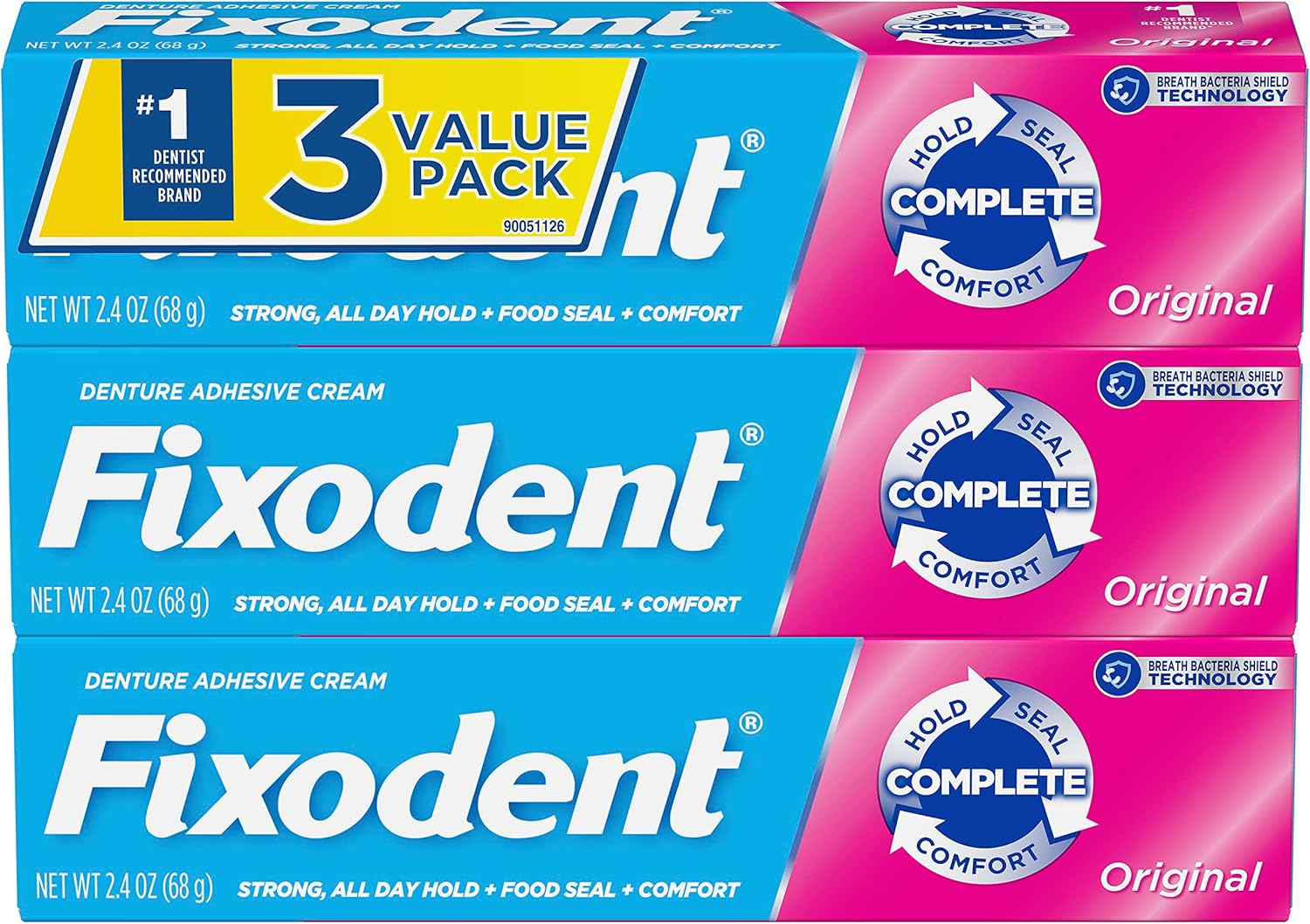 Fixodent Complete Original Denture Adhesive Cream, 2.4 Oz, 3 Pack image number 4