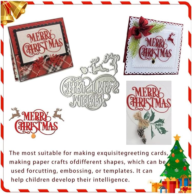 Merry Christmas Deer Metal Cutting Dies, DIY Embossing Stencil Template Crafts for Handmade Scrapbooking Paper Card Making (Merry Christmas) image number 4