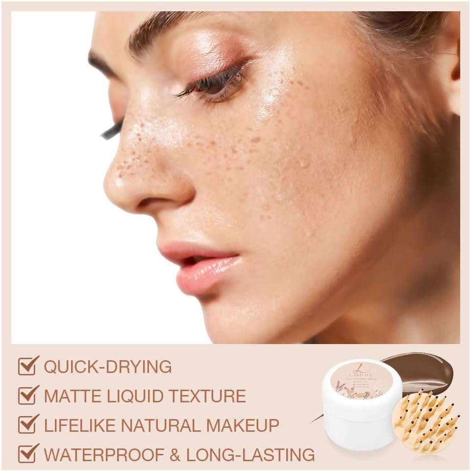 LOPHE Freckle Stamp, Liquid Freckles Pen, Fake Freckles Liquid Air Cushion, Long Lasting Waterproof Quick Dry Lifelike Freckles Marker Makeup(Brown) image number 6