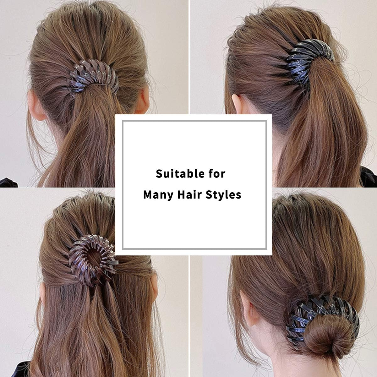 TOBATOBA 3 Pcs Black Lazy Bird'S Nest Plate Hairpin, Hair Clips for Women - Bun Maker, Ponytail Holder, Hair Accessories for Women and Girls image number 4