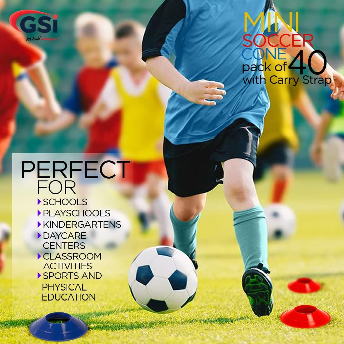 GSI Soccer Cones for Sports | Comes with Shoulder Strap | for Agility Training Drills