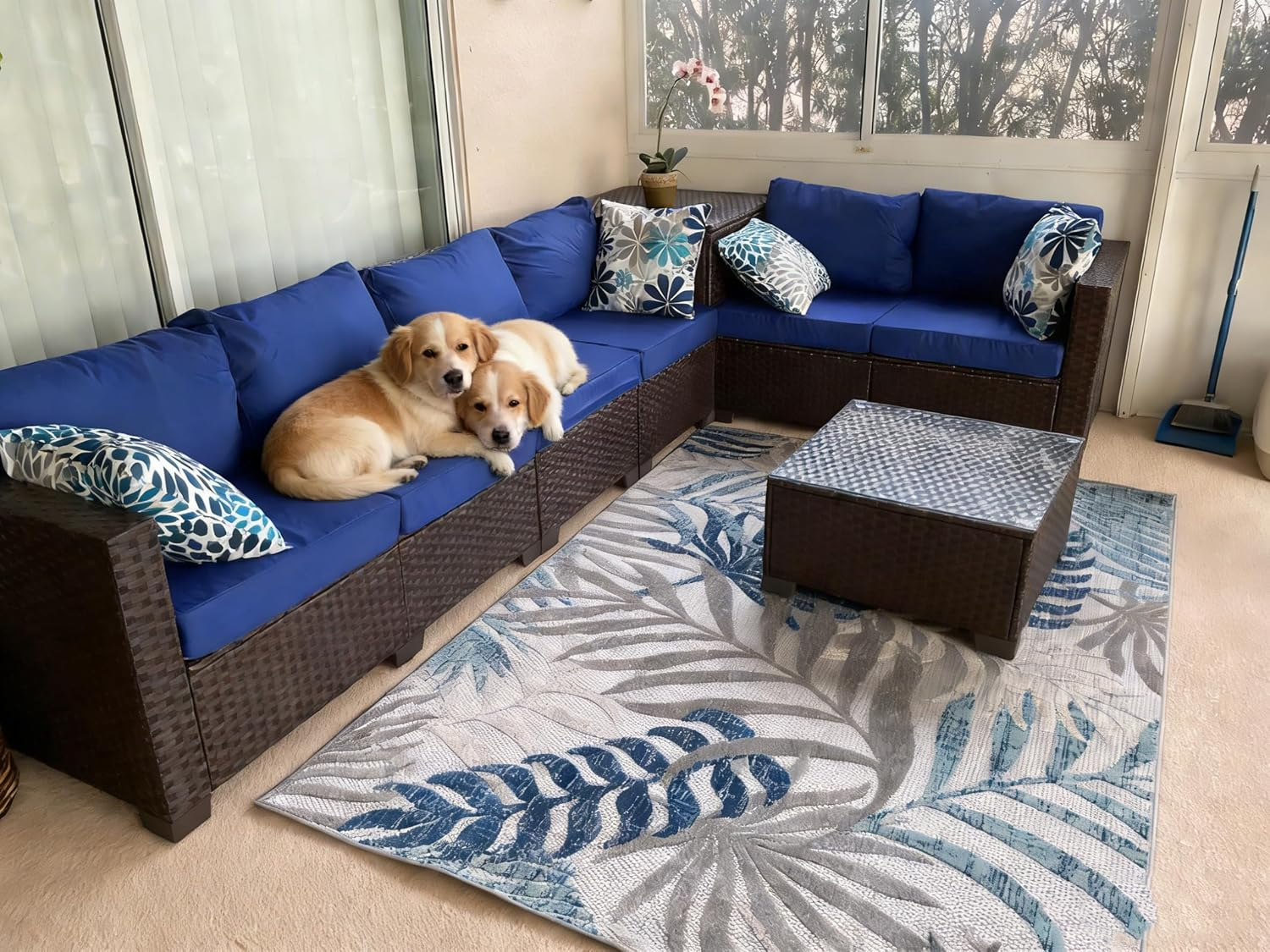 Oslimea Outdoor Patio Cushion Covers Replacement 25X27X5 Inch 2Pack Patio Furniture Cushion Seat Cover Waterproof Washable Sofa Couch Chair Slipcover Furniture Protector for Indoor Outdoor, Blue image number 3