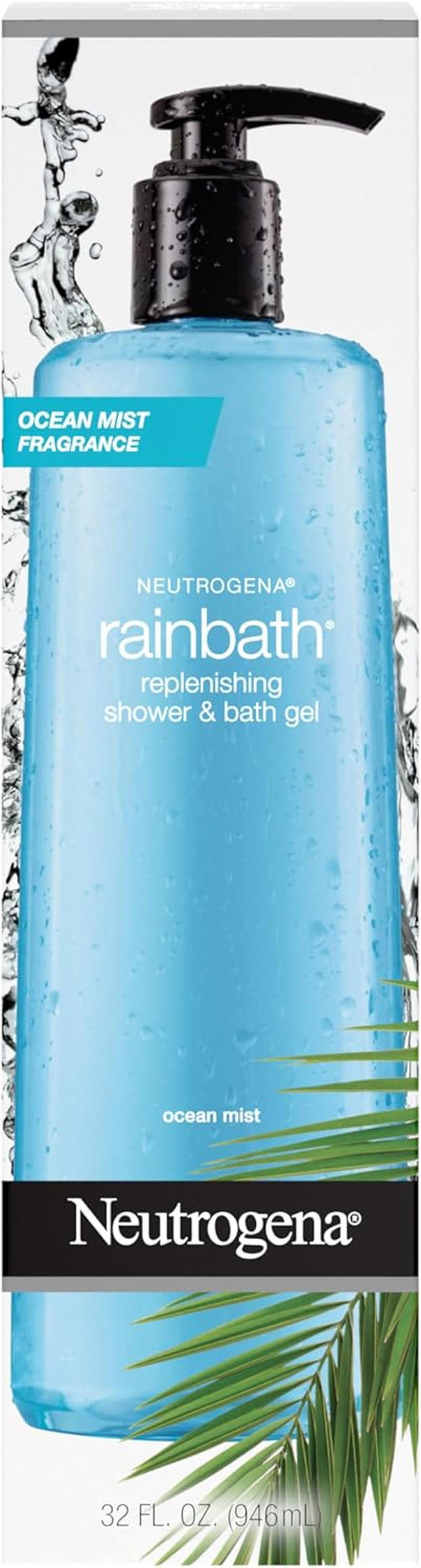 Neutrogena Rainbath Replenishing and Cleansing Shower and Bath Gel, Moisturizing Body Wash and Shaving Gel with Clean Rinsing Lather, Ocean Mist Scent, 32 Fl. Oz image number 1