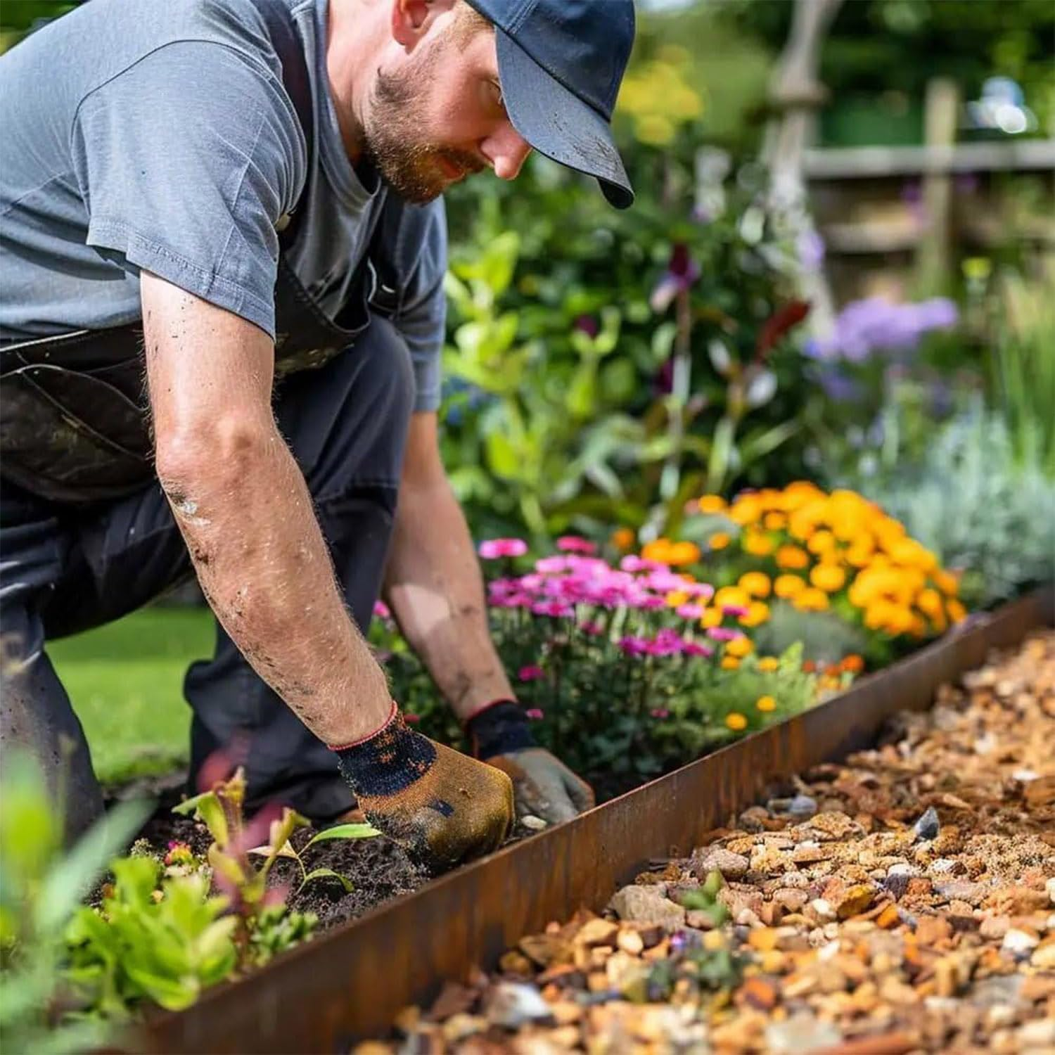 10M Metal Garden Edging Corten Steel Landscape Edging Flexible Lawn Border with Smooth Edges Rust-Resistant Flower Bed Edging Border
