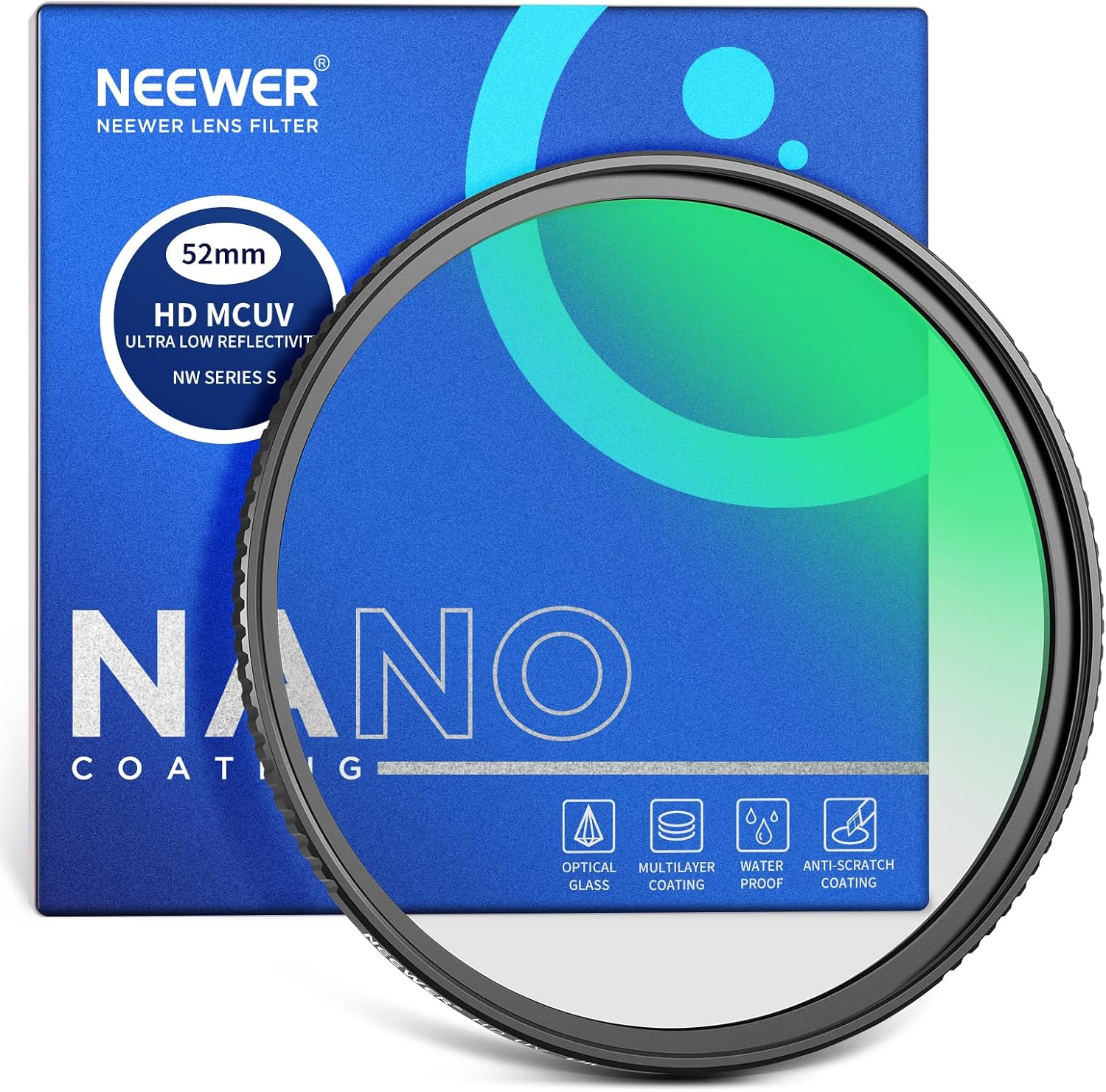 NEEWER 52Mm Ultra Low Reflectivity UV Lens Filter, UV Protection Filter with Multi Resistant Coating, HD High Transmittance Optical Glass, Ultra Slim Aluminum Frame, Water/Scratch/Oil Resistant image number 6