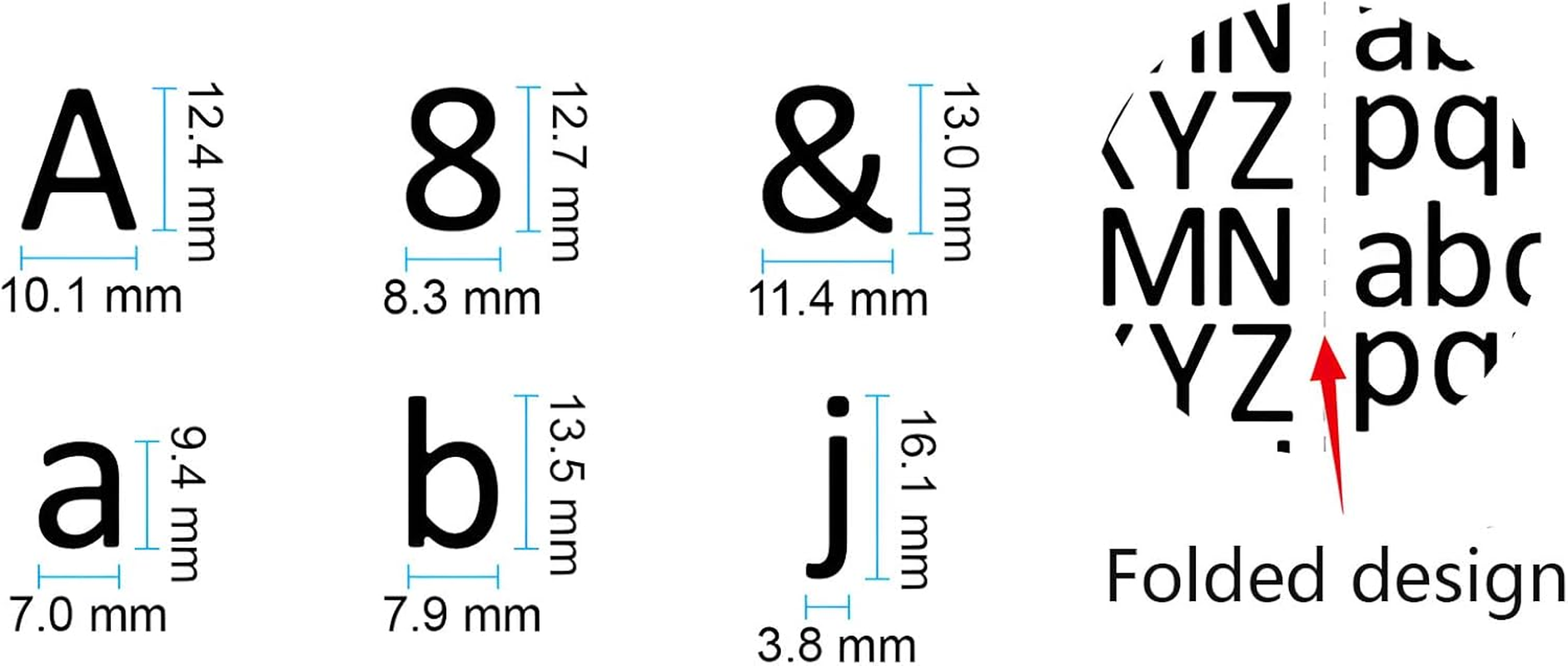 Letters Stickers, 10 Sheets Vinyl Alphabet Stickers 1/2 Inch Uppercase & Lowercase Stick Board Small Decals Scrapbook Classroom (Black) image number 1