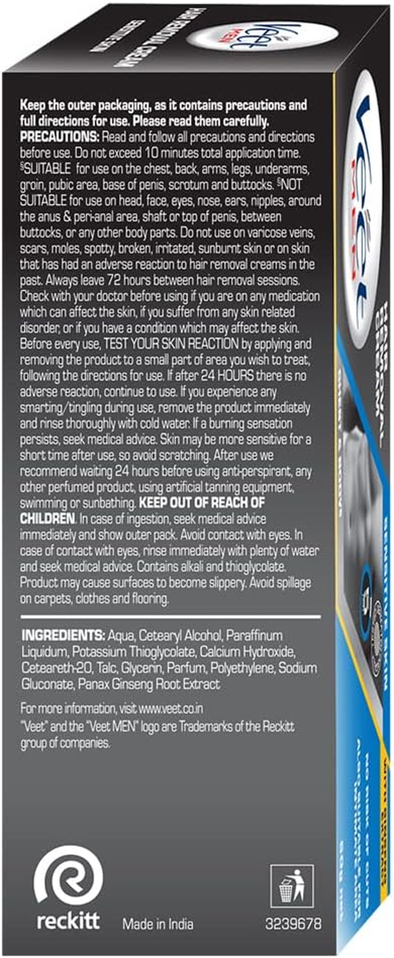 Veet Hair Removal Cream for Men, Sensitive Skin, 50G Each (Pack of 3) image number 6