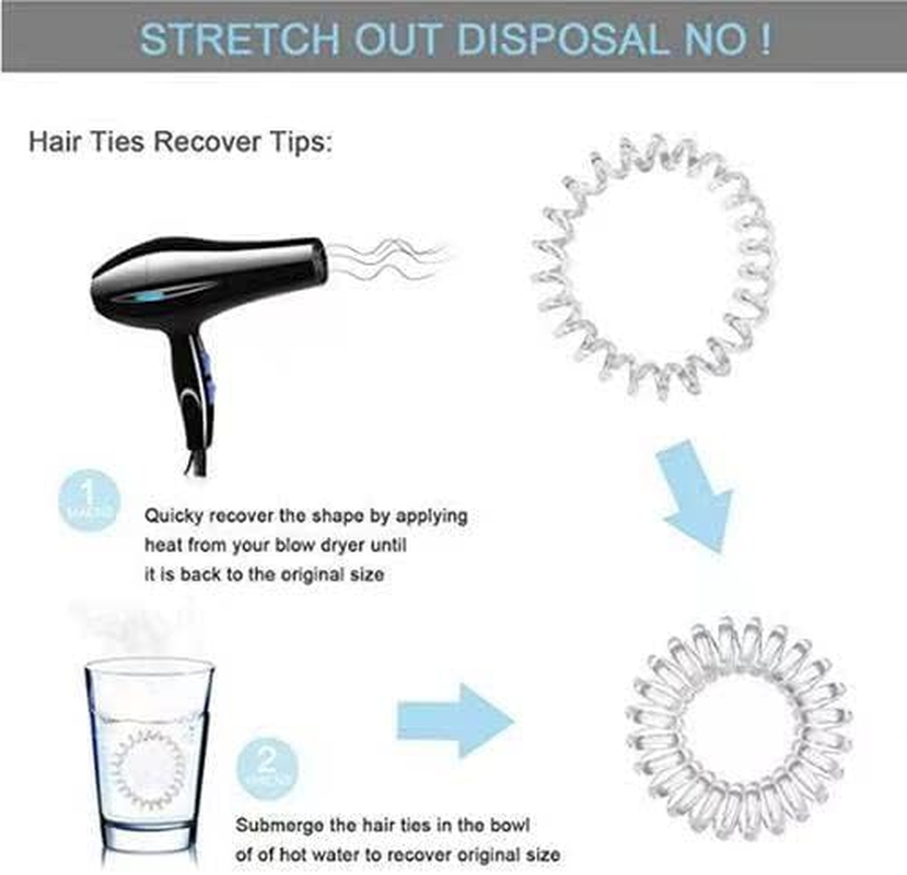 5Pcs Spiral Hair Ties for Women Phone Cord Tellie Telly Coil Plastic Tele Coiled Telephone Cord Stretchy Hair Ties for Thick Hair Big Coils (Floral Style)