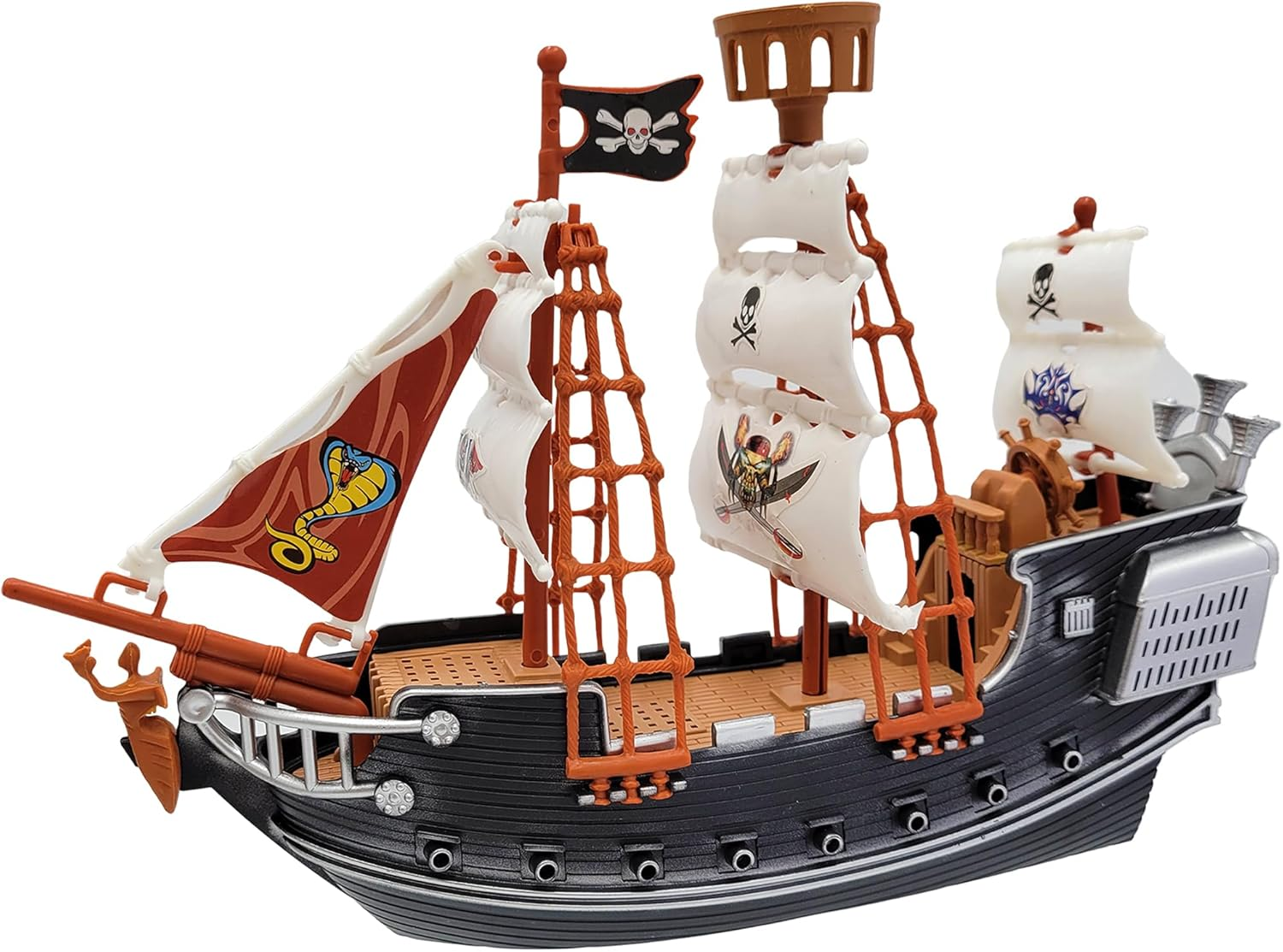 The Dreidel Company Detailed Pirate Boat Ship Adventure Playset, Pirate Fun Toy, Party Favors, 10" image number 3
