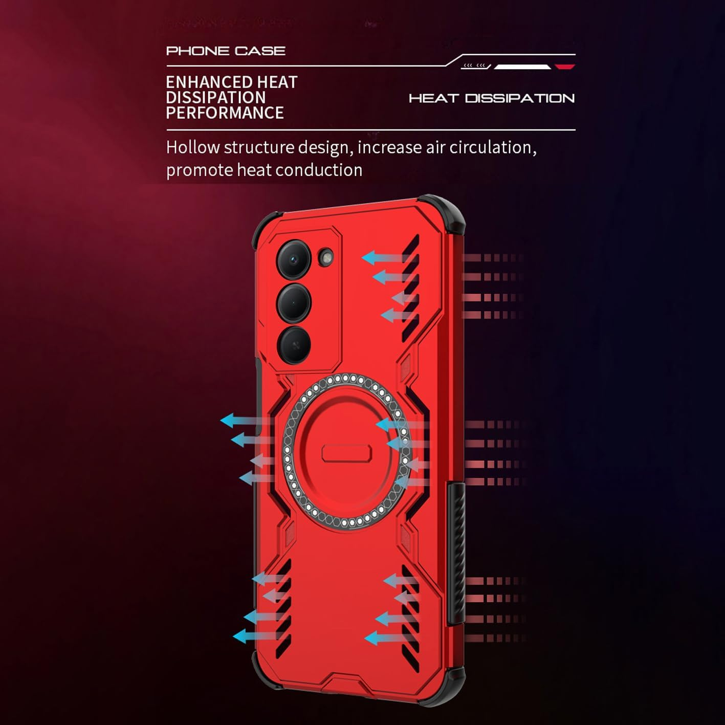 DEDUX Case for Xiaomi Redmi 15 5G Protective Case, Mobile Phone Case Tough Armor Robust PC with Magnetic Ring + Shockproof TPU Compatible with Xiaomi Redmi 15 5G Case Cover. Blue image number 2