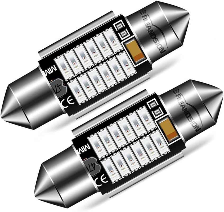 Ruiandsion 44Mm LED Dome Lights 10-30V Extremely Bright 211-2 212-2 561 562 LED Festoon Light Bulbs Canbus Error Free Replacement for Cars Trucks Interior Map Dome Lights, Warm White (Pack of 2)