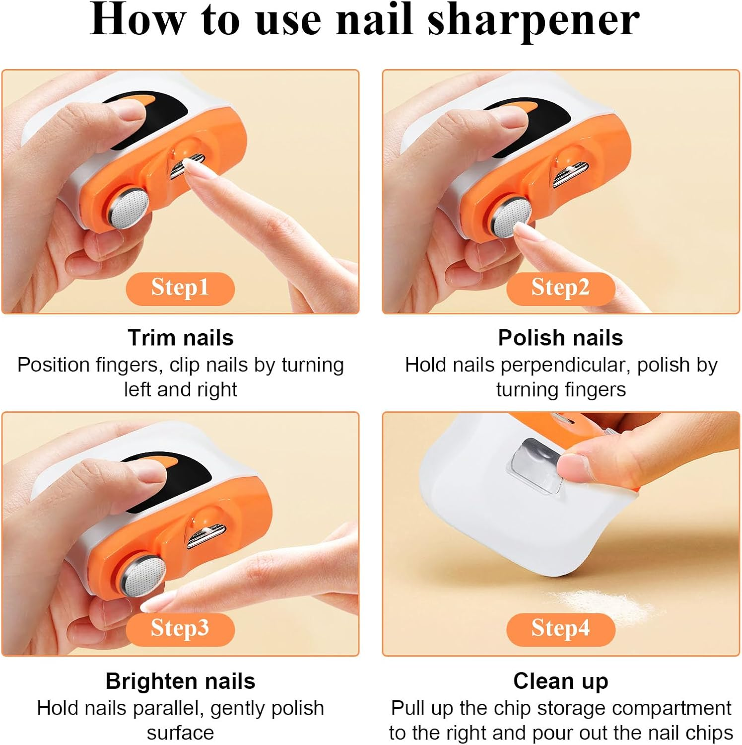 Casmoby Electric Nail Clipper, 3 in 1 Electric Nail Clipper with 3 Speeds & LED Light, Fingernail Trimmer and Polisher with Nail Scraps Storage, USB Rechargeable Suitable for Kids, Adults, Senior image number 5