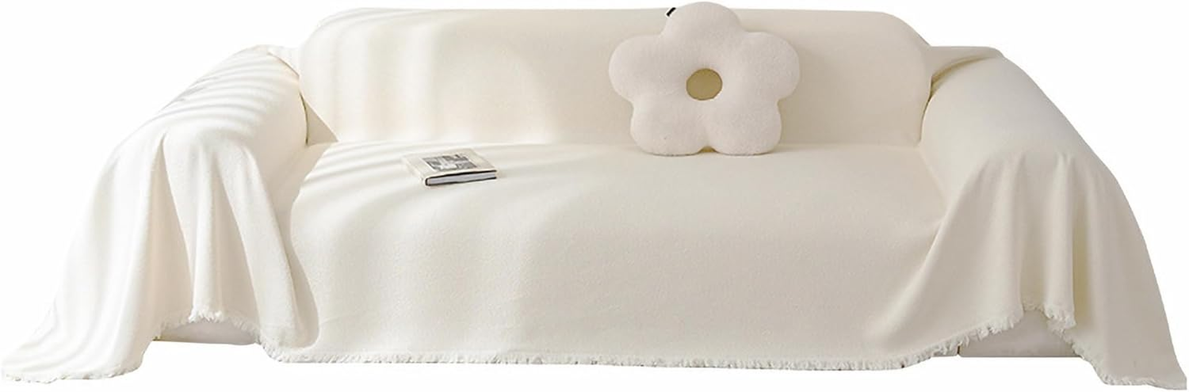 Couch Cover Blanket, L Shaped Sofa Cover, Sectional Couch Covers, Dogs Cat Pet Furniture Protector, Water Resistant (Cream, 180X180Cm/71X71) image number 1