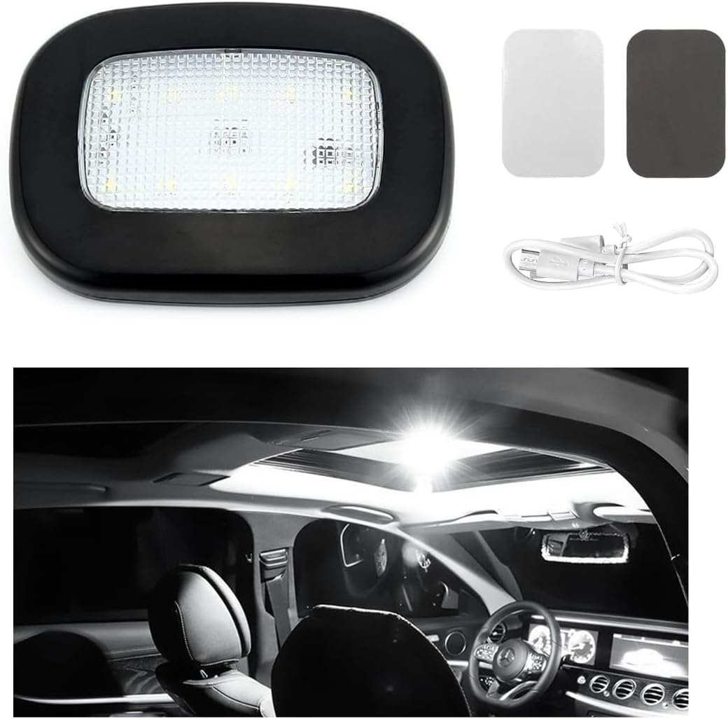 Ohleats Car Interior Ceiling Roof Lights, Magnetic Rechargeable USB Wireless Dome Lamp, LED Auto Map Reading Light Cover for Insider Roof Ceiling, Universal Car Accessories (Black)